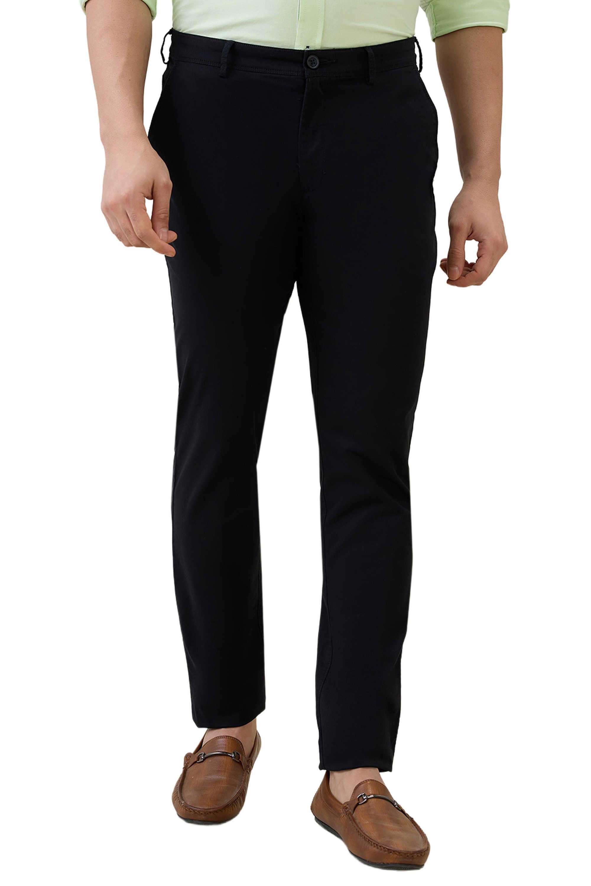 Solid-Cotton-Blend-Skinny-Fit-Men-s-Casual-Trousers