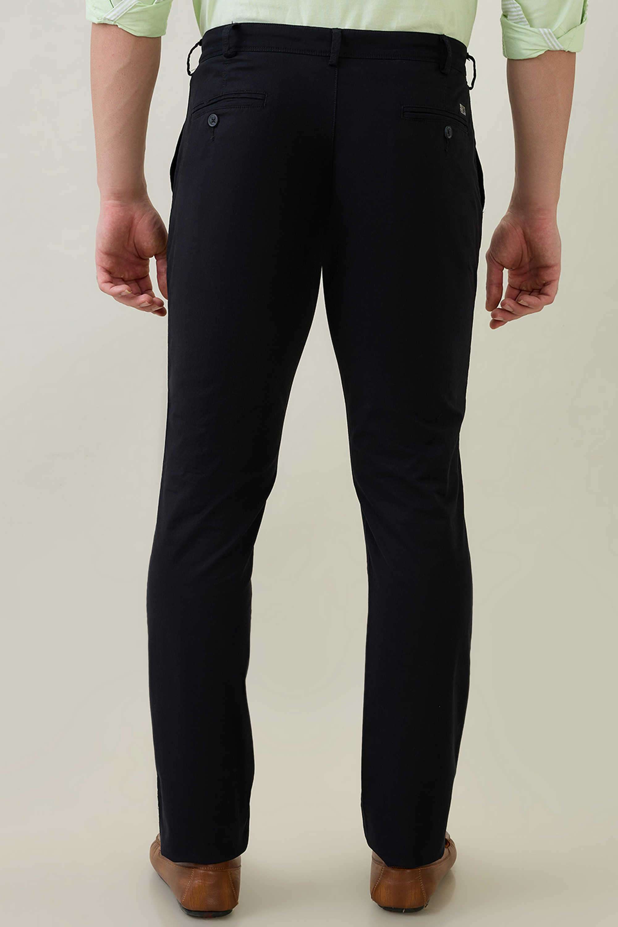 Solid-Cotton-Blend-Skinny-Fit-Men-s-Casual-Trousers