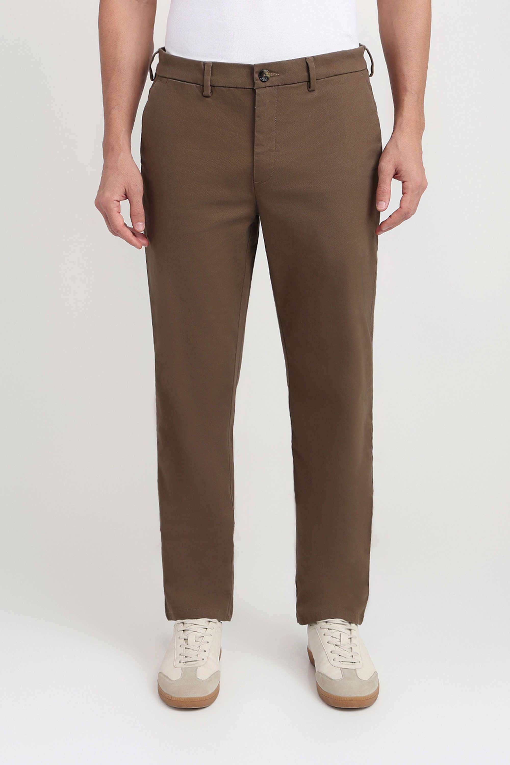 Solid-Cotton-Blend-Regular-Fit-Men-s-Casual-Trousers