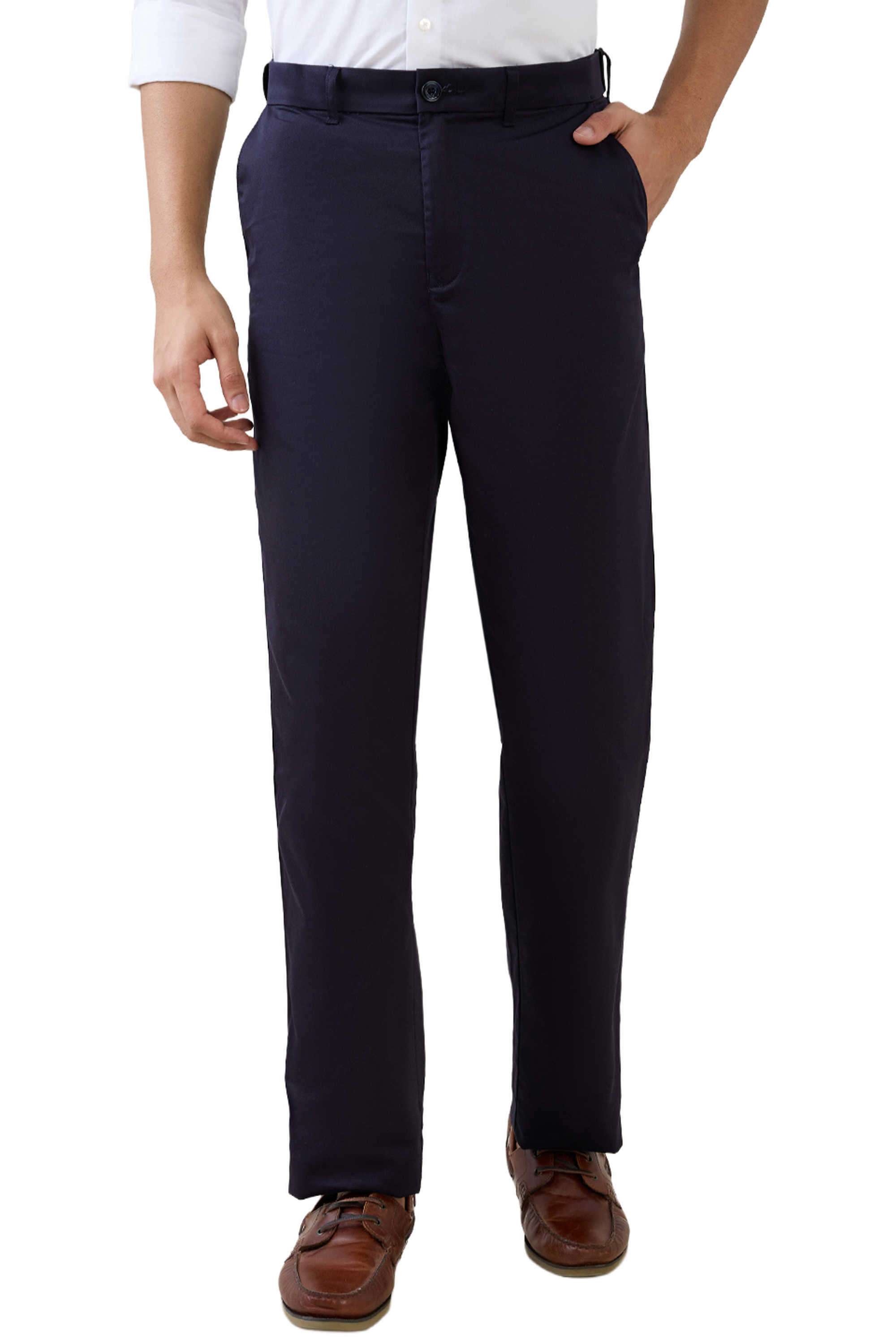 Solid-Cotton-Regular-Fit-Men-s-Casual-Trousers