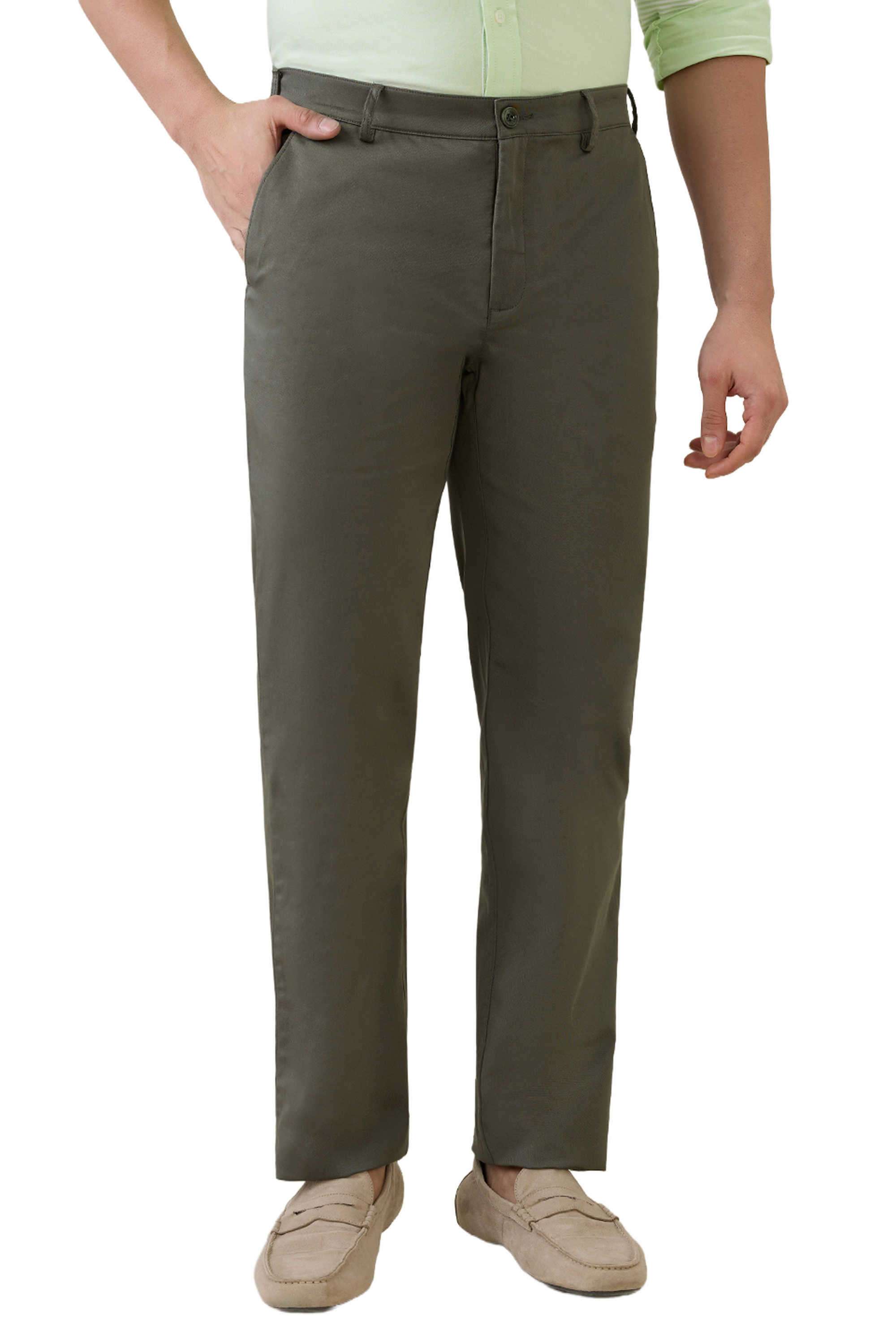 Solid-Cotton-Blend-Regular-Fit-Men-s-Casual-Trousers