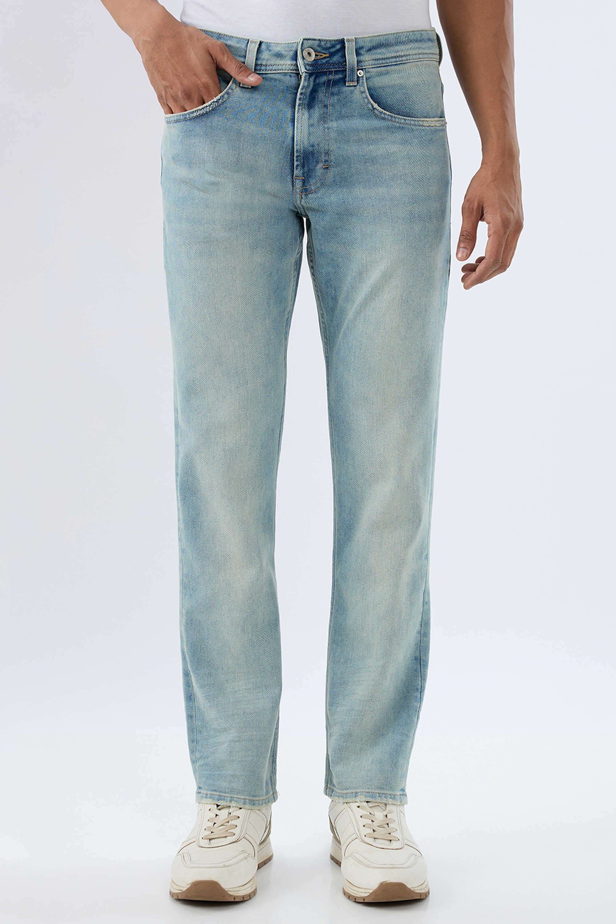 Light-Wash-Cotton-Relaxed-Fit-Men-Jeans