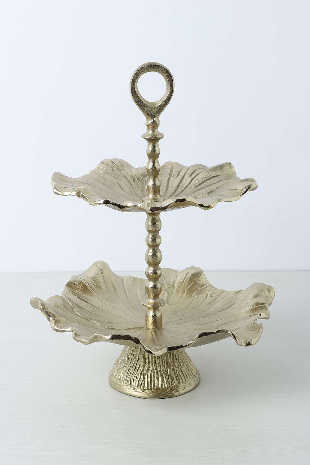 Amora-2-Tier-Metal-Platter-Stand-Gold-43-cm