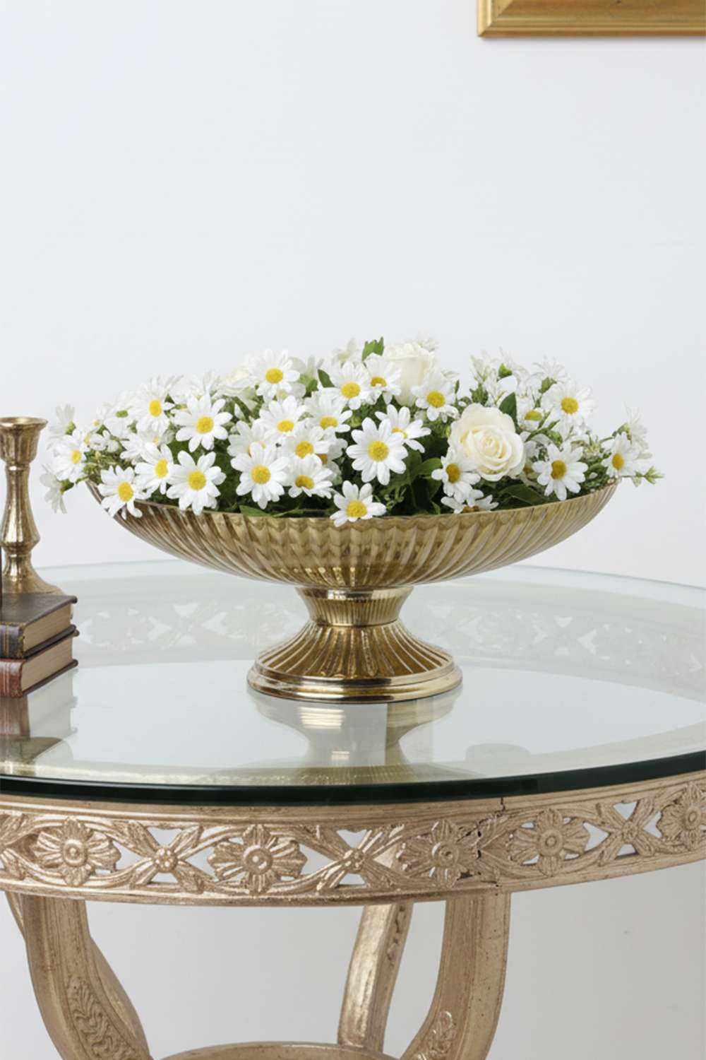 Amora-Metal-Platter-On-Stand-Gld-25-cm