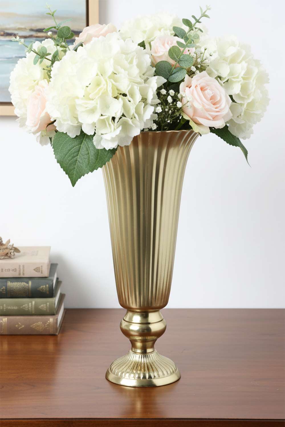 Amora-Ribbed-Lotus-Tall-Vase-Gld-41-cm