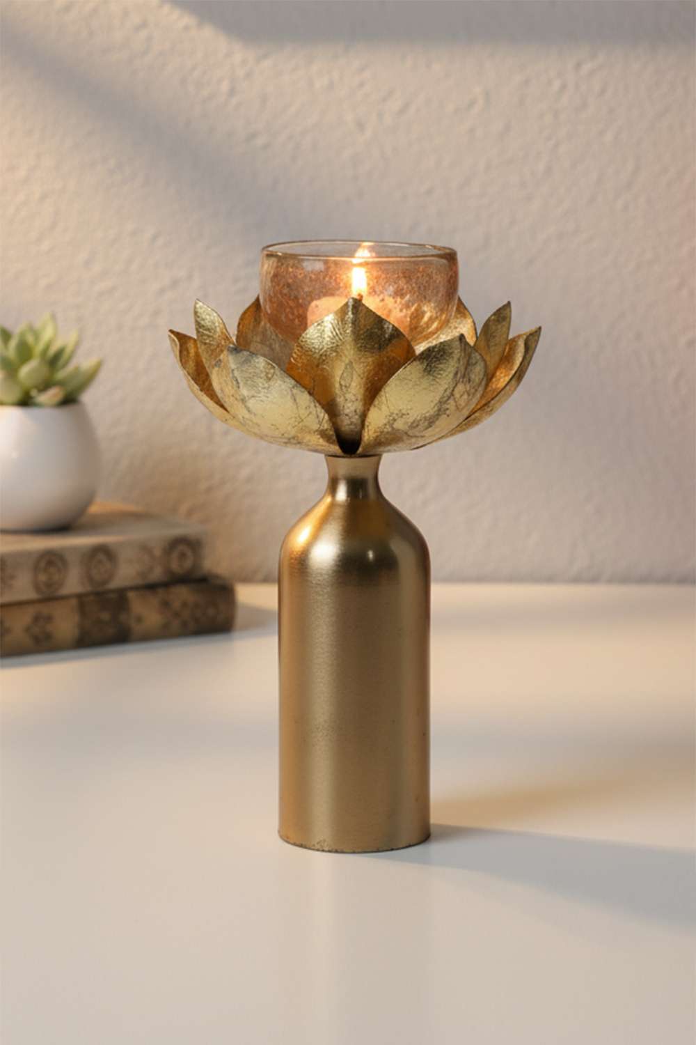 Amora-Metal-Lotus-Candle-Stand-30-cm