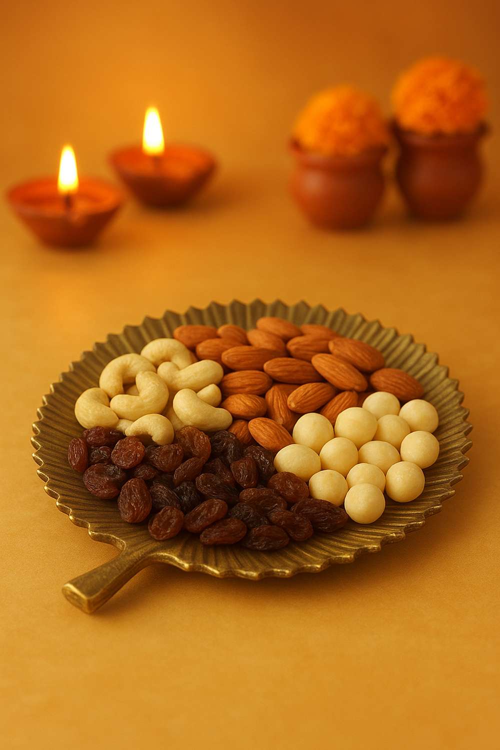 Amora-Palm-Leaf-Antique-Metal-Platter-40-cm