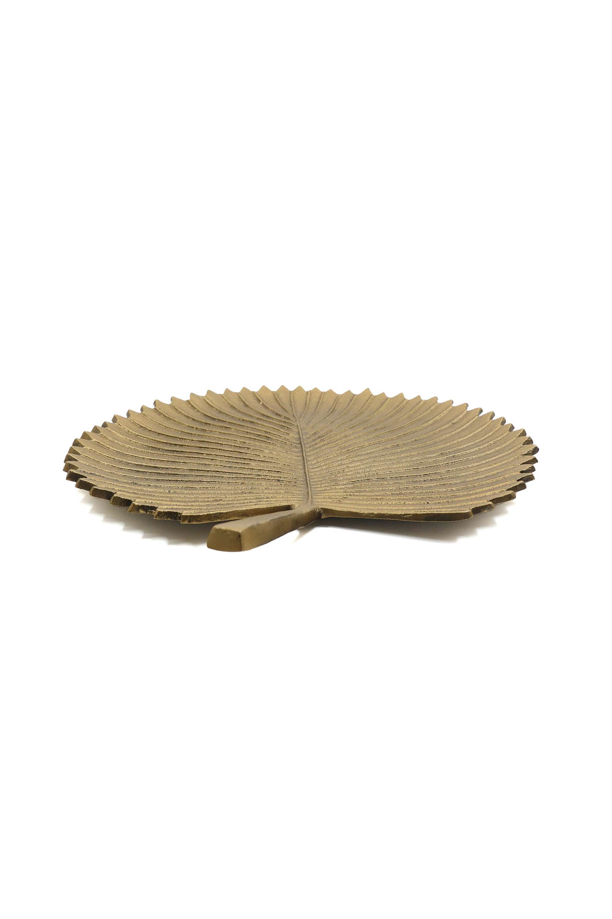 Amora-Palm-Leaf-Antique-Metal-Platter-40-cm