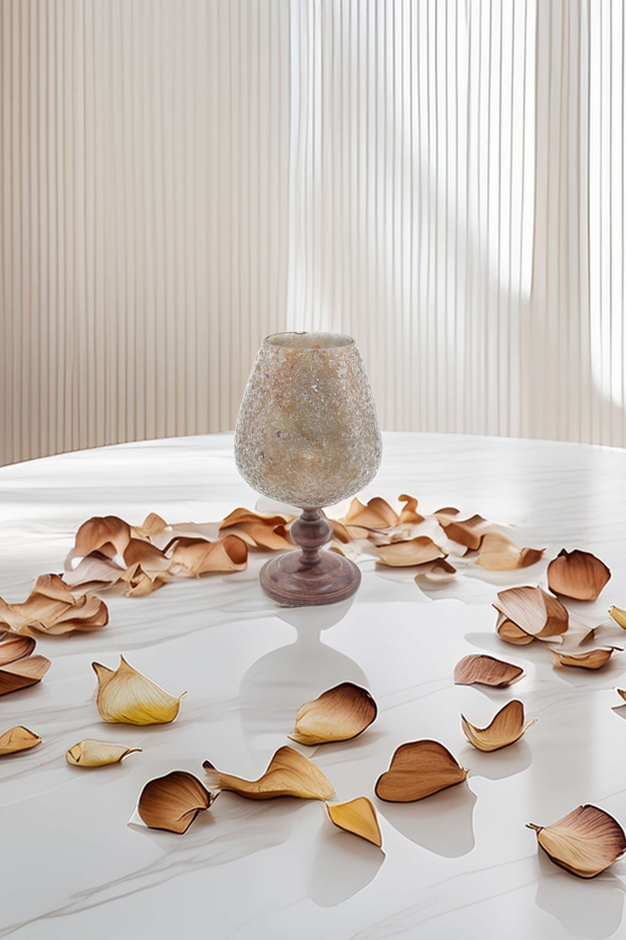 Uo-Mosaic-Votive-Holder-Wth-Wooden-Base-30-cm