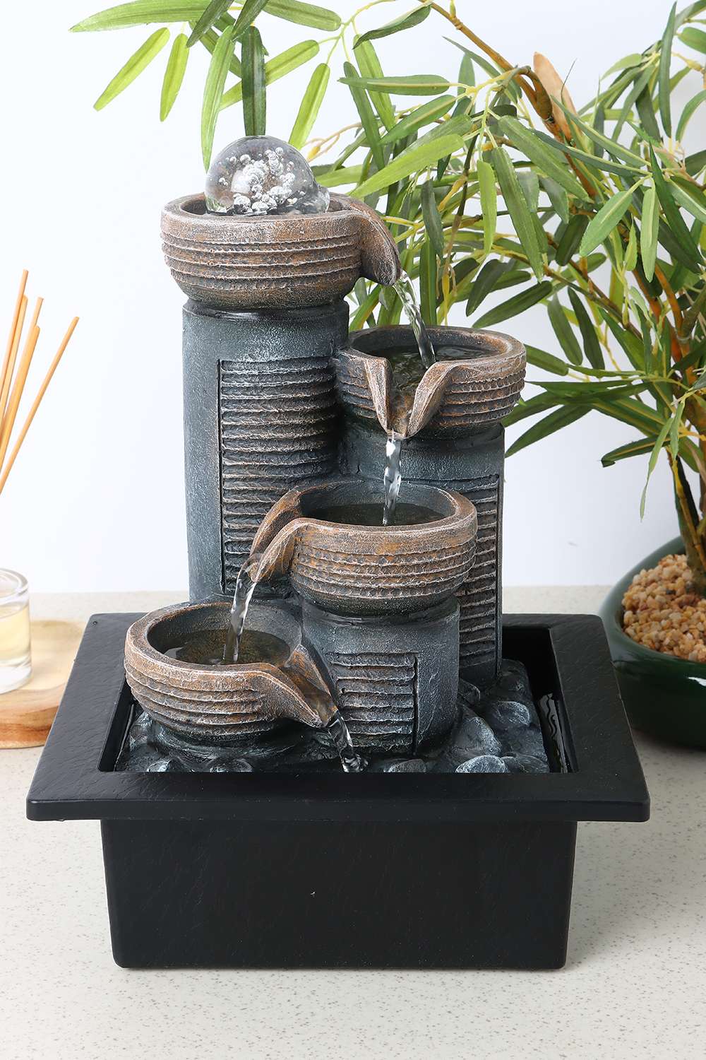 Aqua-Bliss-Mid-Modern-Pillar-Fountain-Grey-25-cm
