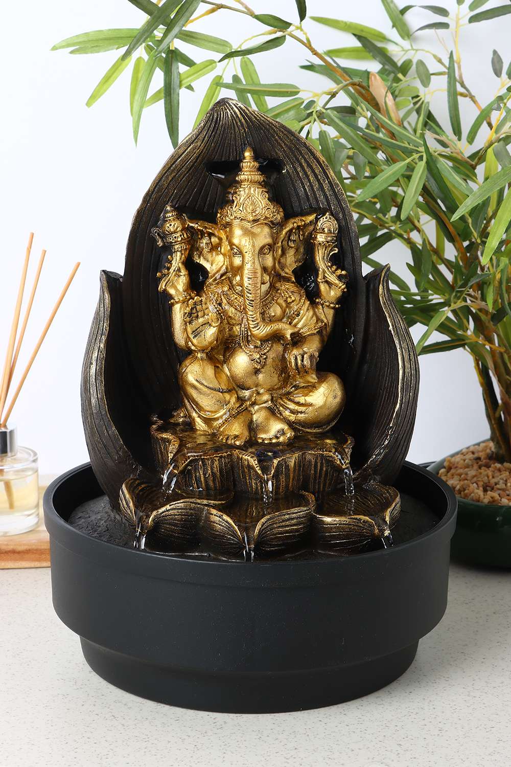 Aqua-Bliss-Mid-Lotus-Gold-Ganesha-Fountain-29-cm