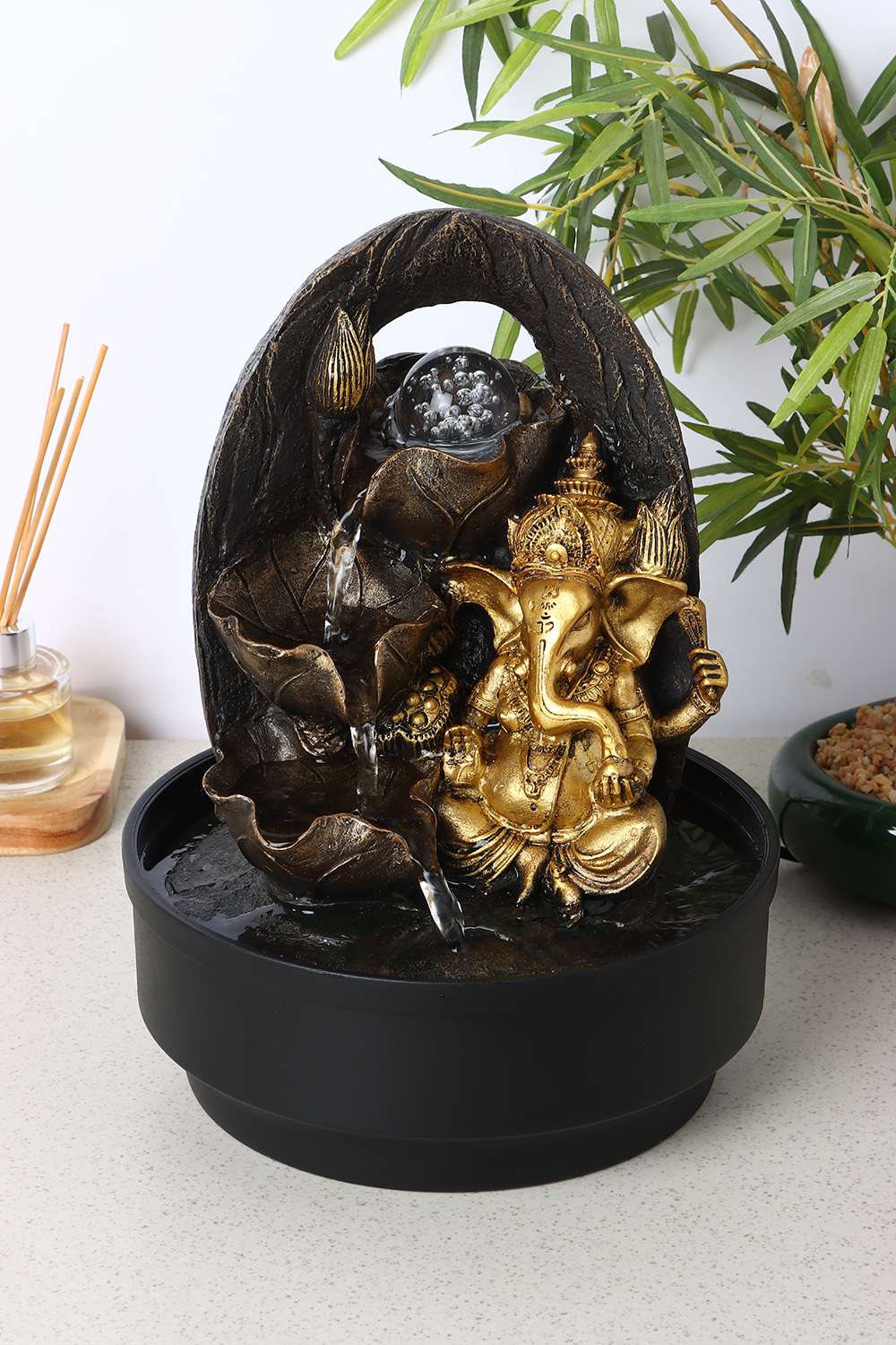 Aqua-Bliss-Mid-Step-Ganesha-Gold-Fountain-29-cm