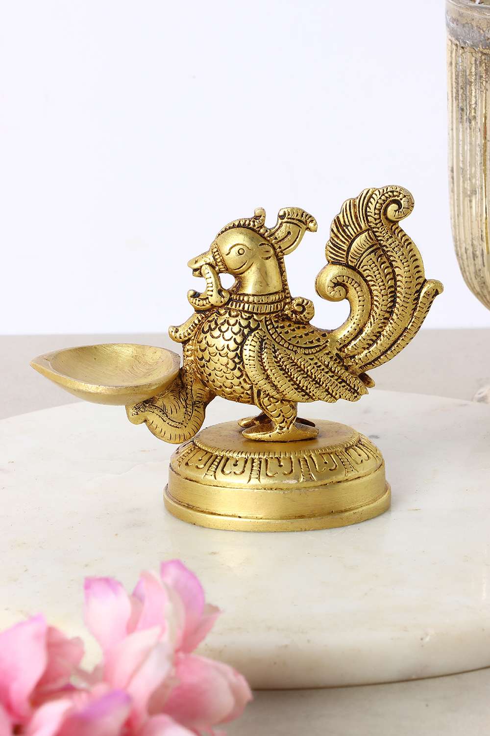 Mysa-Traditional-Peacock-Diya-Small-Brass-Brass-Showpieces-12.5-x-6-x-10.5-Cm