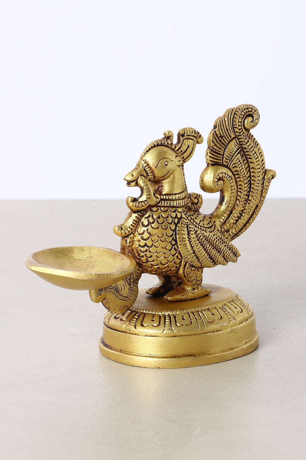 Mysa-Traditional-Peacock-Diya-Small-Brass-Brass-Showpieces-12.5-x-6-x-10.5-Cm