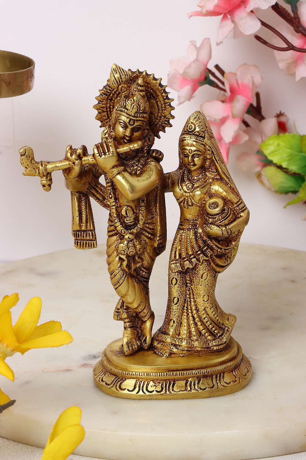 Mysa-Traditional-Radha-Krishna-Figurine-Brass-Showpieces-9.5-x-5.5-x-15-Cm