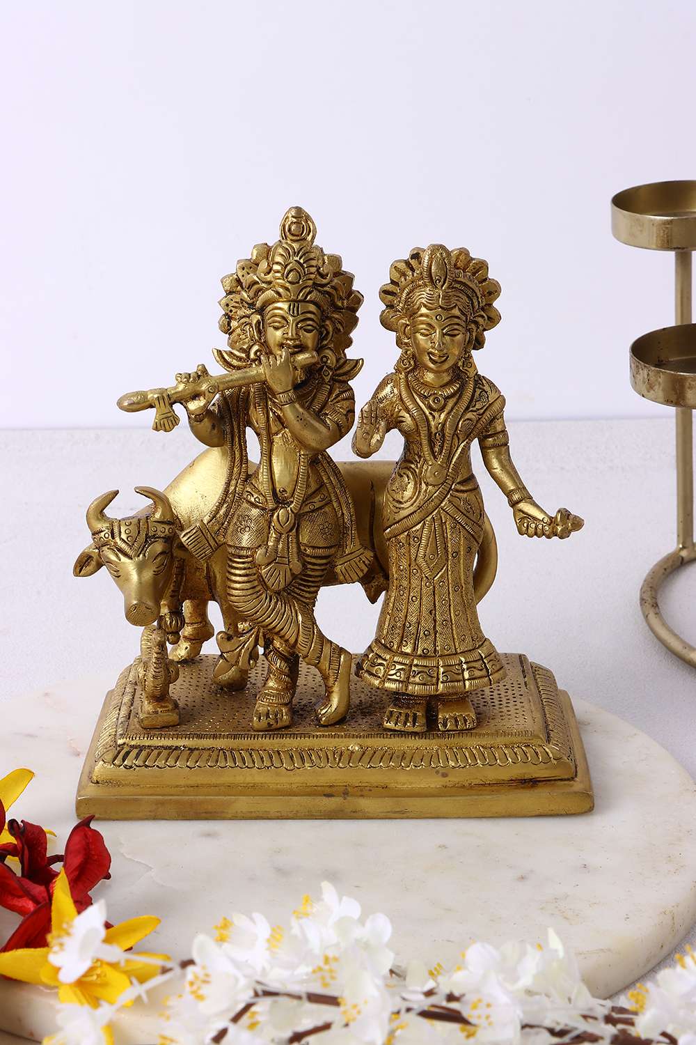 Mysa-Traditional-Radha-Krishna-With-Cow-Figurine-Brass-Showpieces-15-x-8-x-17.5-Cm