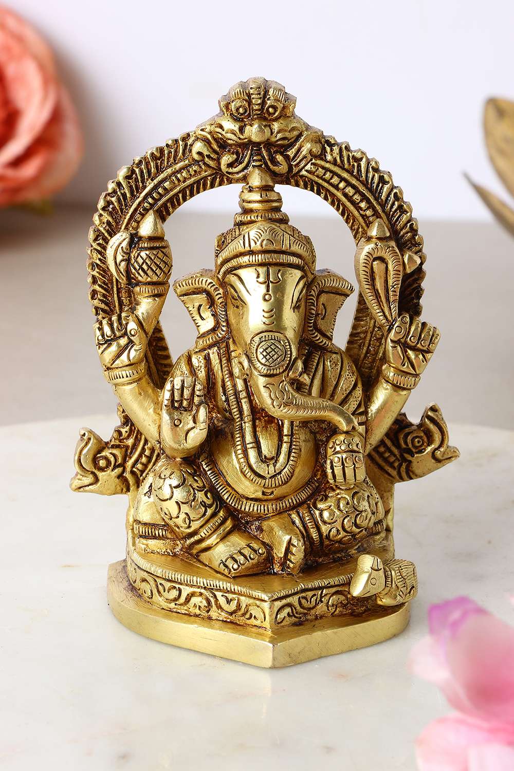 Mysa-Traditional-Ganesh-With-Arch-Figurine-Brass-Showpieces-6-x-5-x-11-Cm
