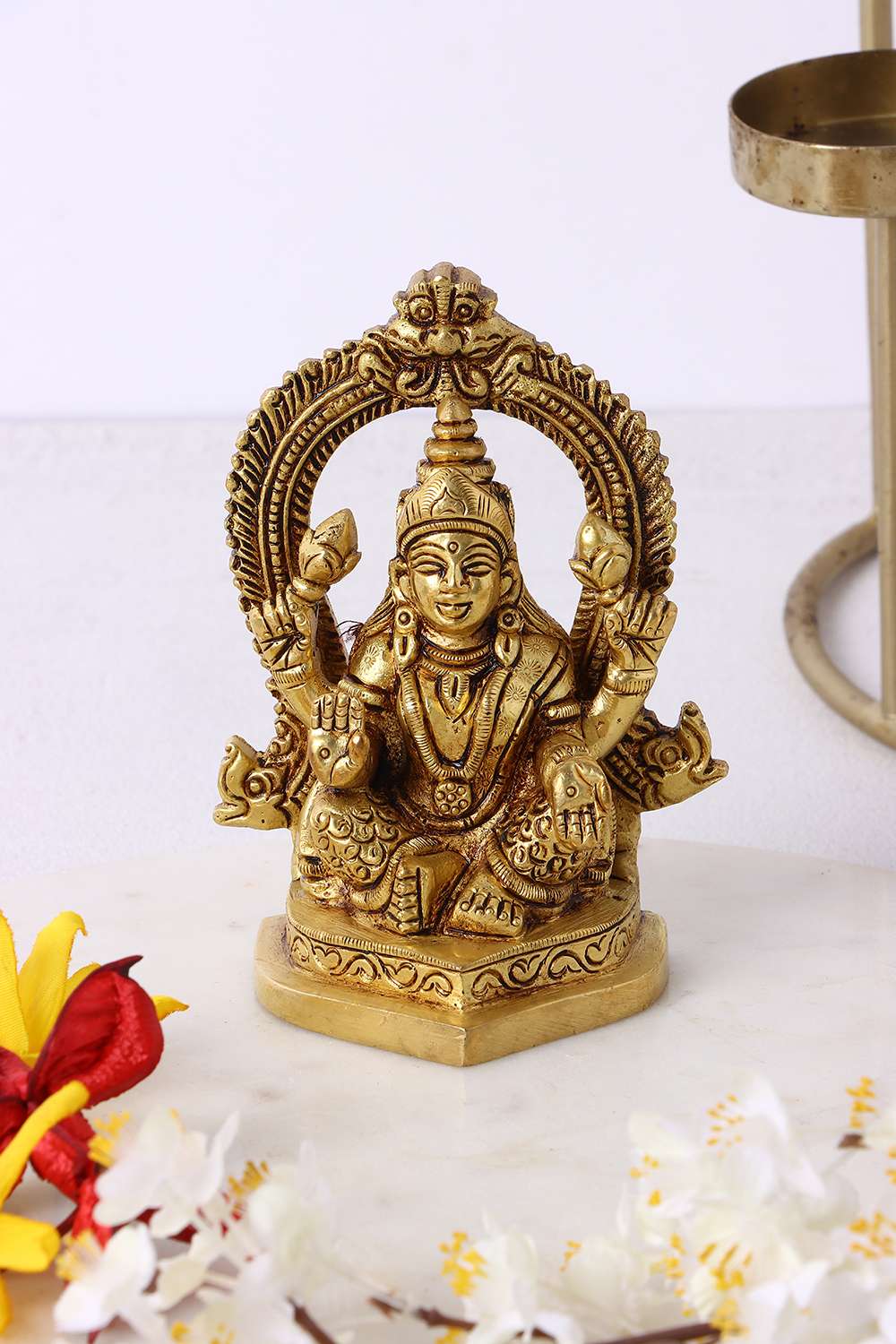 Mysa-Traditional-Laxmi-With-Arch-Brass-Brass-Showpieces-6-x-5-x-11-Cm