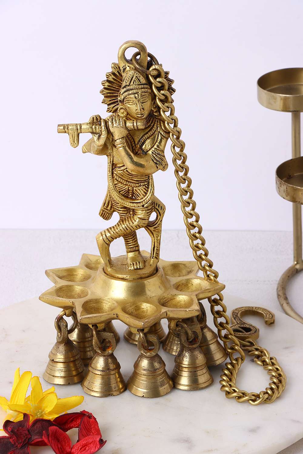 Mysa-Traditional-Krishna-Hanging-Diya-Wbels-Figurine-Brass-Showpieces-13-x-13-x-23-Cm