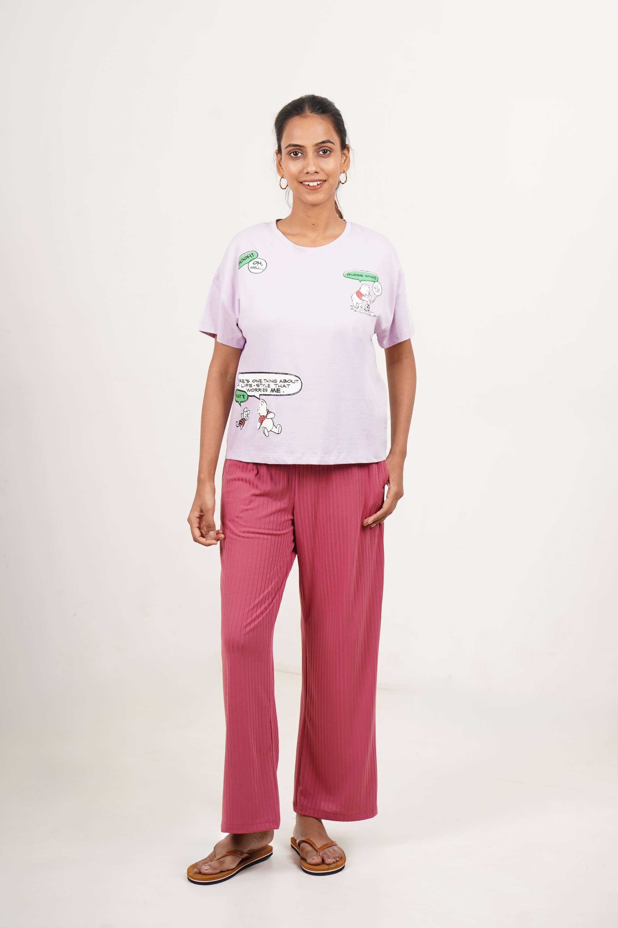 Printed-Blended-Fabric-Round-Neck-Women-s-T-Shirt