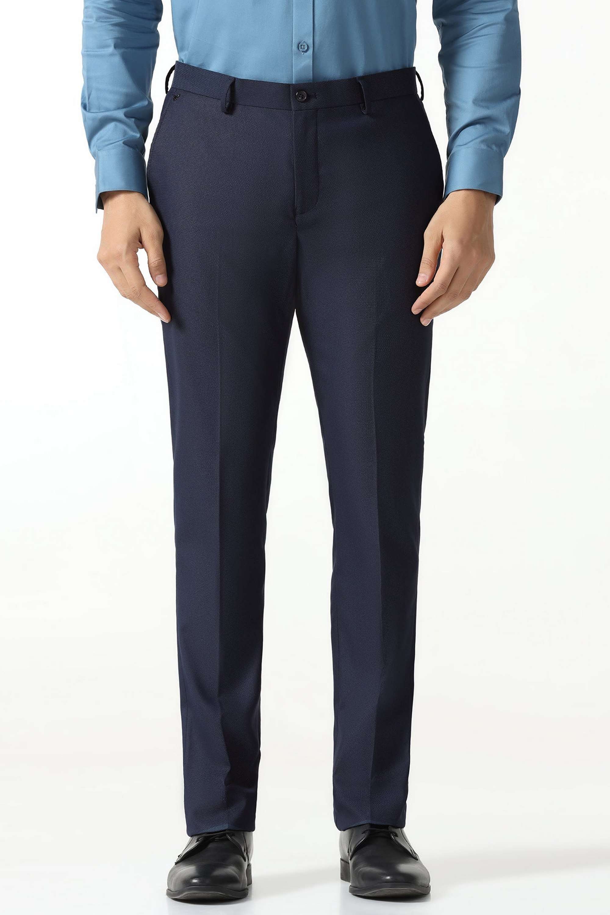 Solid-Blended-Fabric-Slim-Fit-Men-s-Trousers