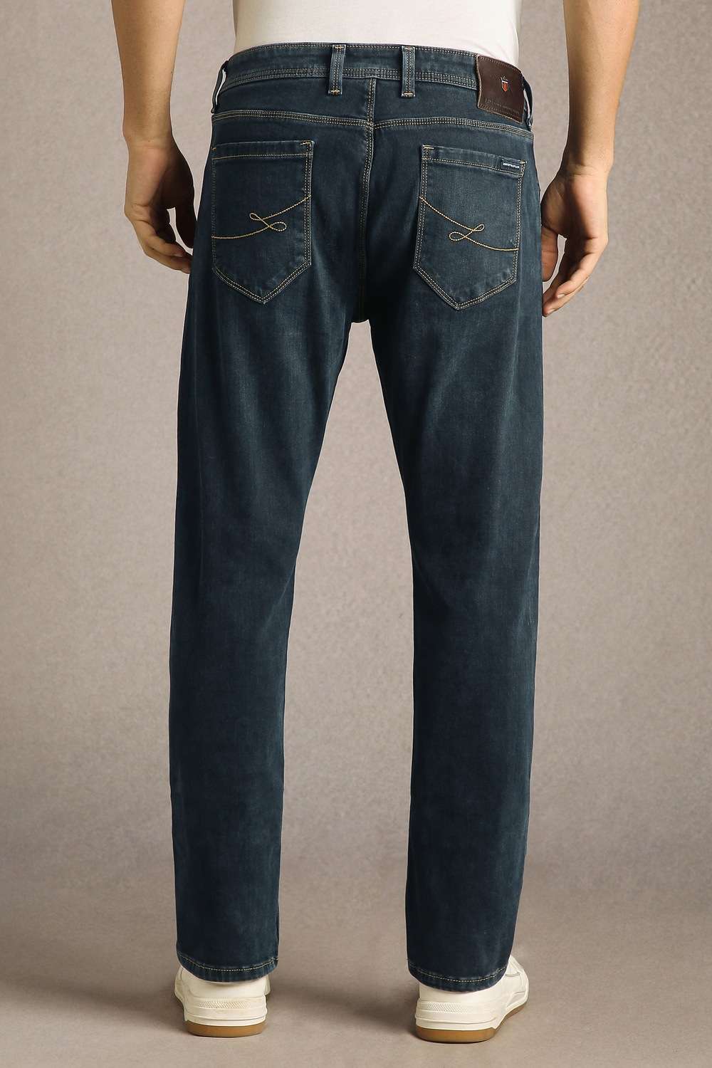 Dark-Wash-Polyester-Cotton-Regular-Fit-Men-s-Jeans