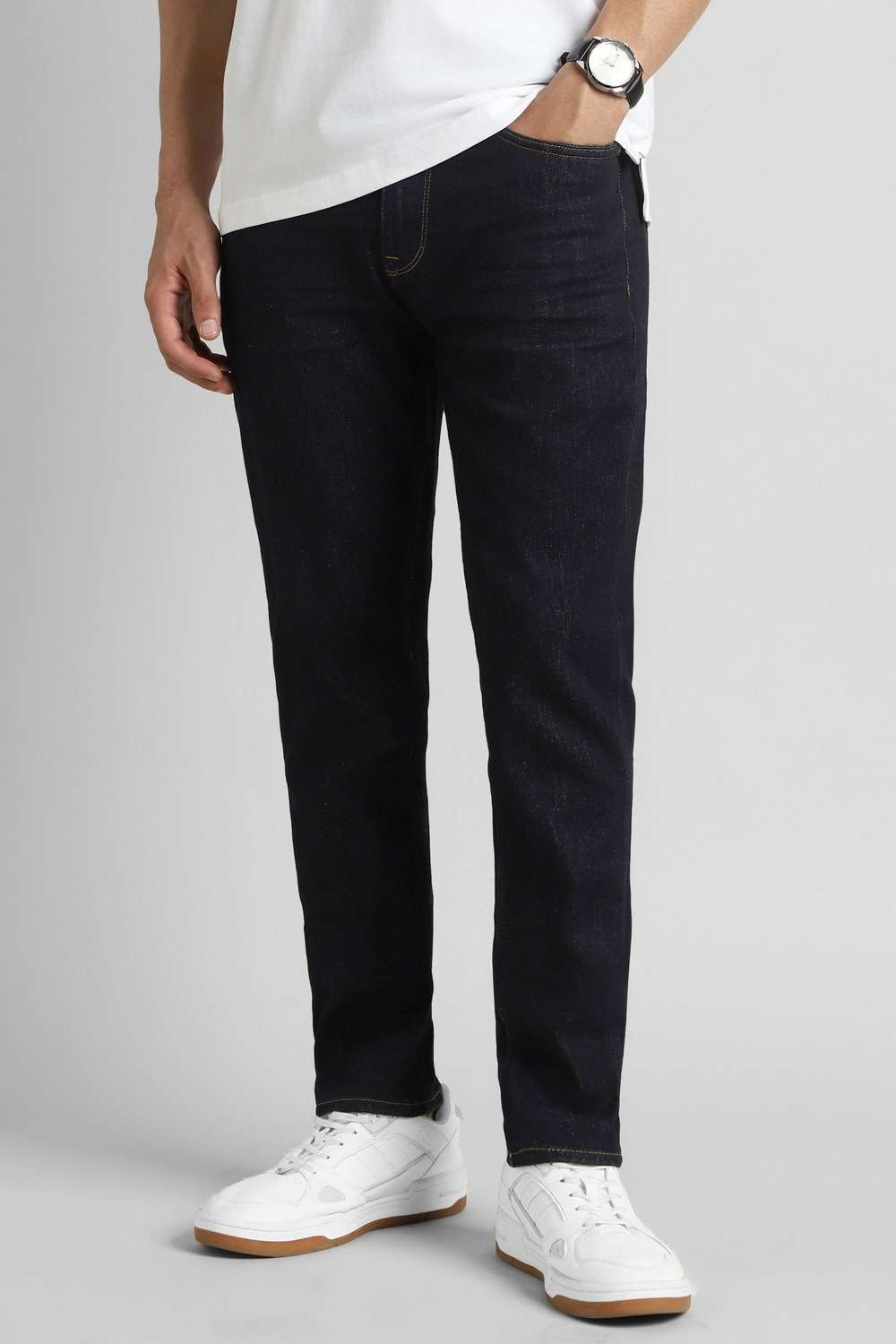 Light-Wash-Polyester-Tapered-Fit-Men-Jeans