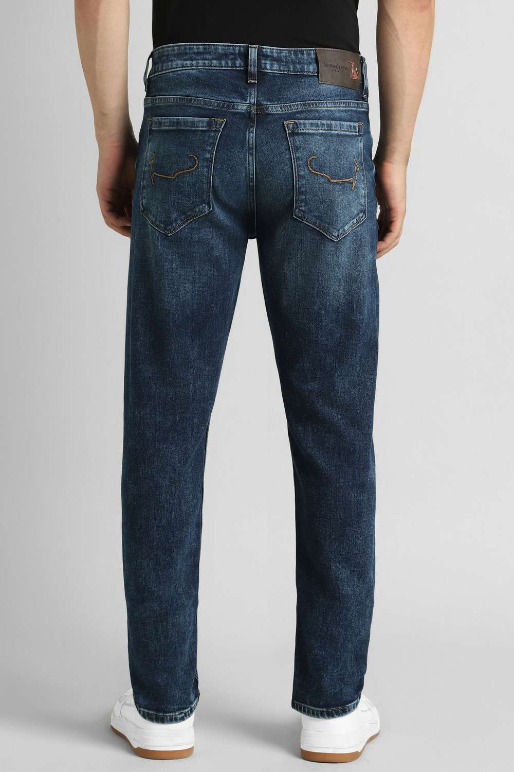 Light-Wash-Polyester-Tapered-Fit-Men-Jeans