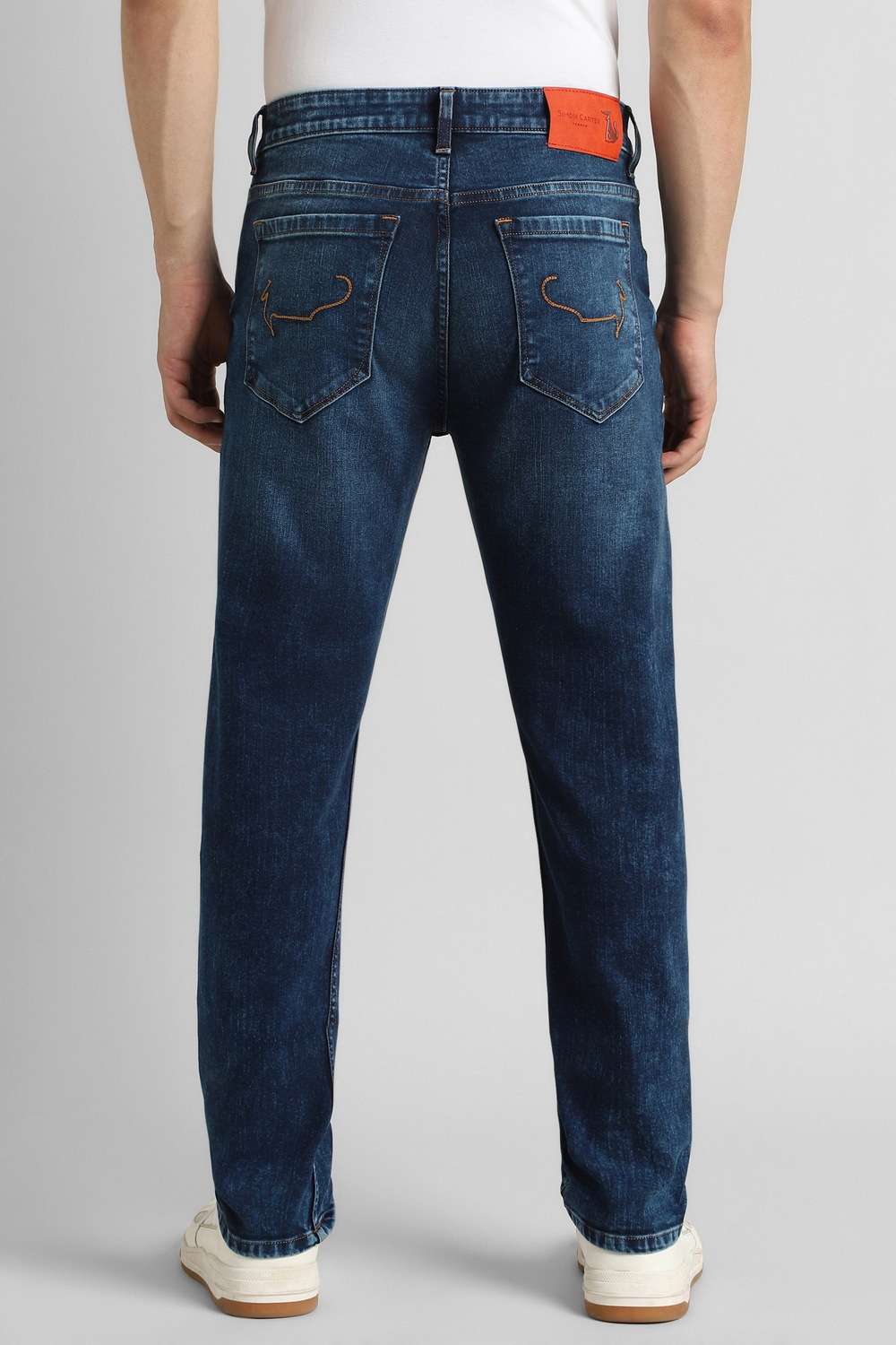 Light-Wash-Polyester-Tapered-Fit-Men-Jeans