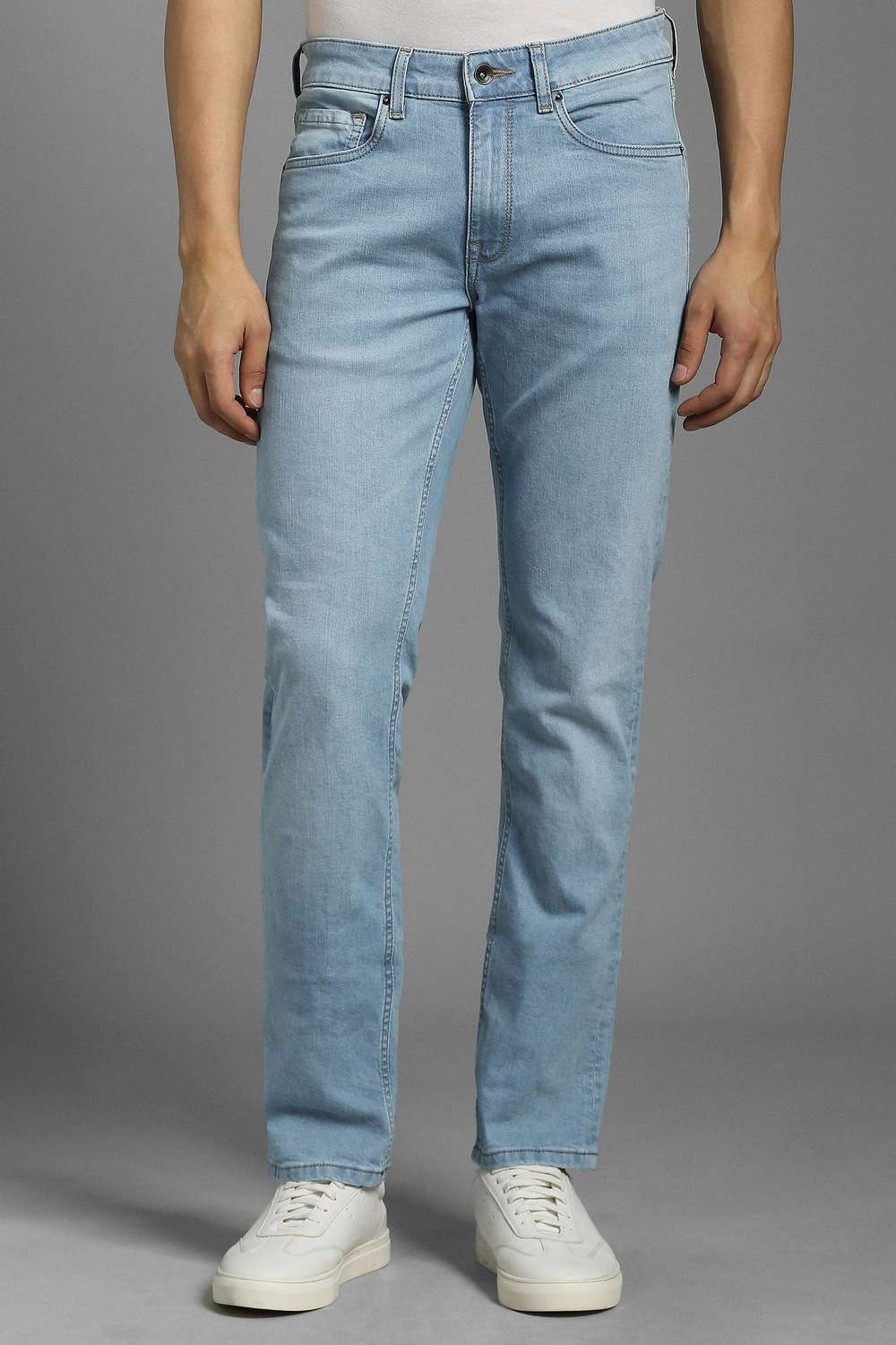 Light-Wash-Polyester-Cotton-Slim-Fit-Men-s-Jeans