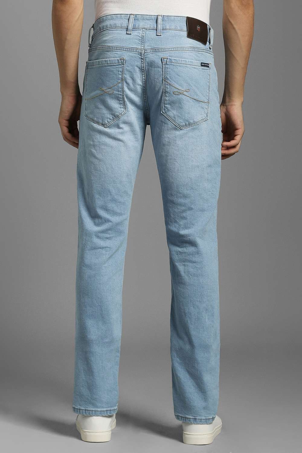 Light-Wash-Polyester-Cotton-Slim-Fit-Men-s-Jeans