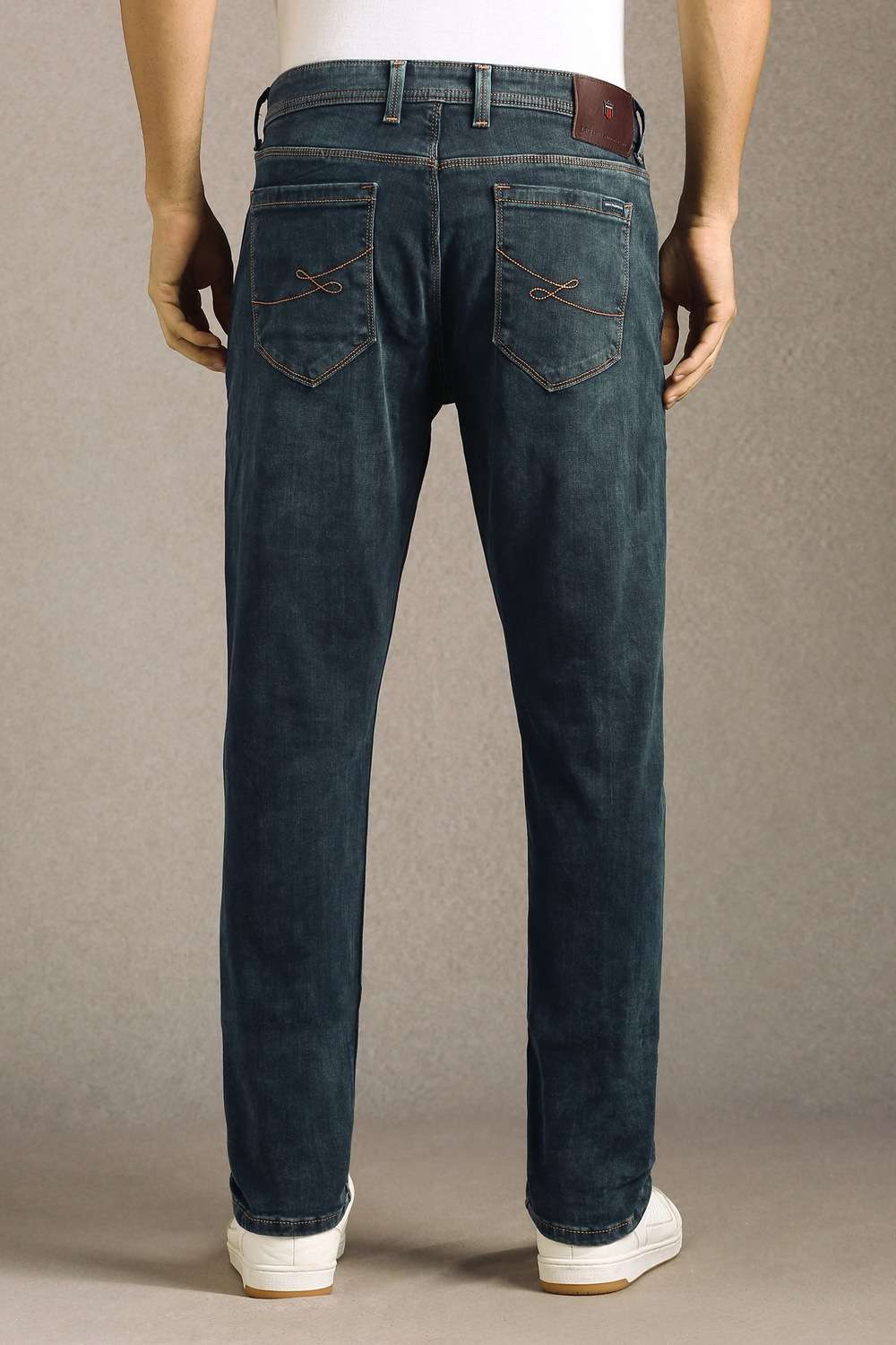 Dark-Wash-Polyester-Cotton-Slim-Fit-Men-s-Jeans