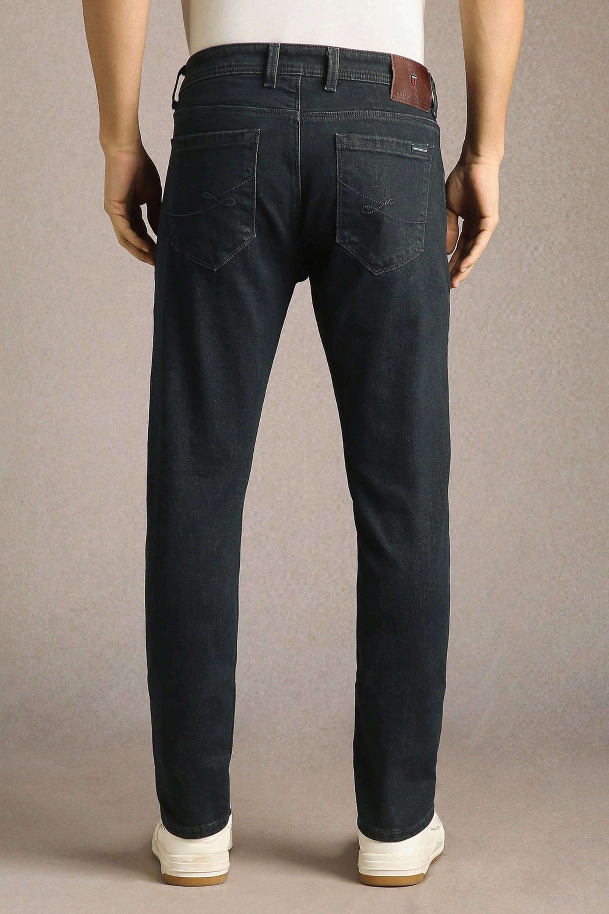 Solid-Polyester-Cotton-Slim-Fit-Men-s-Jeans