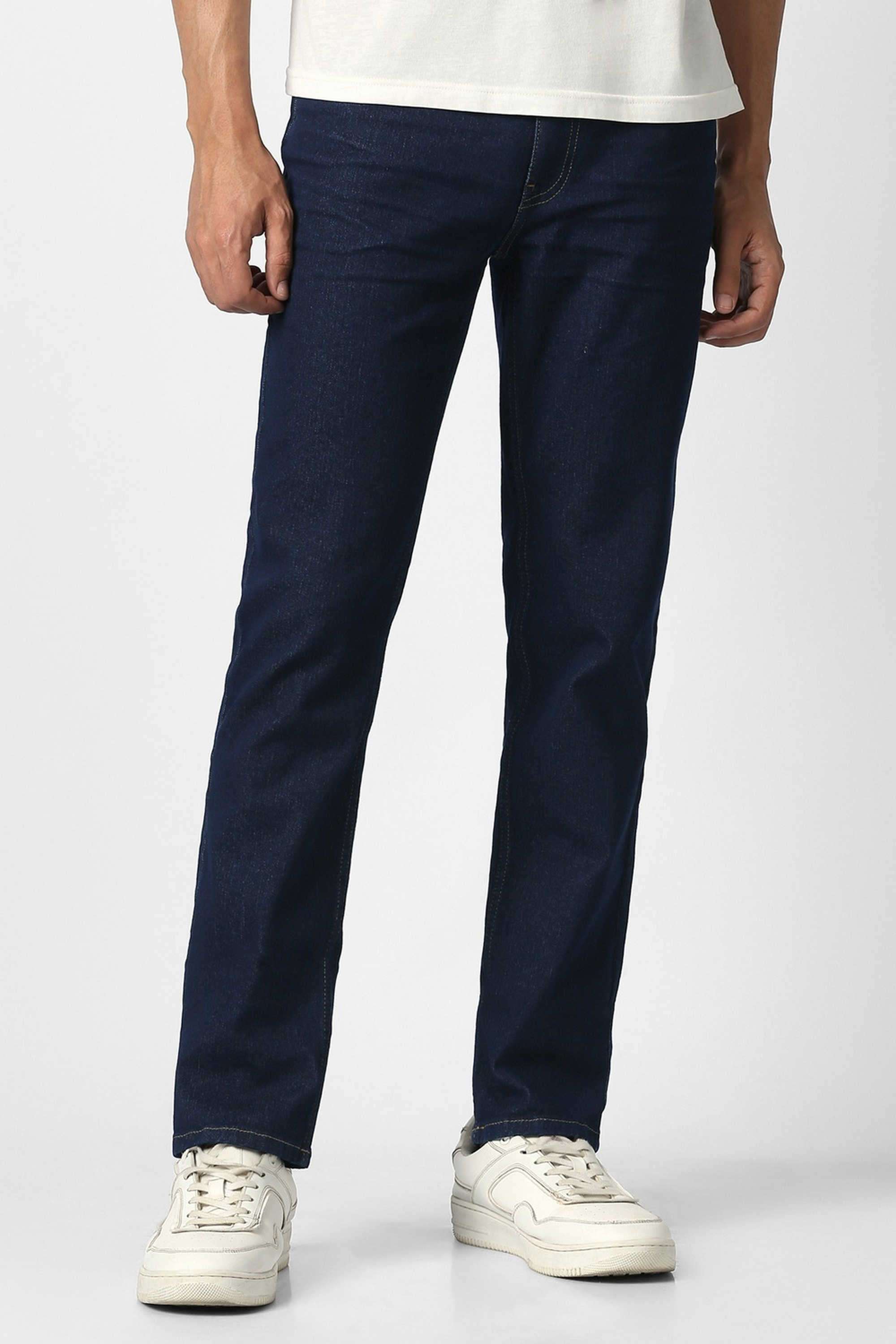 Light-Wash-Poly-Cotton-Regular-Fit-Men-Jeans