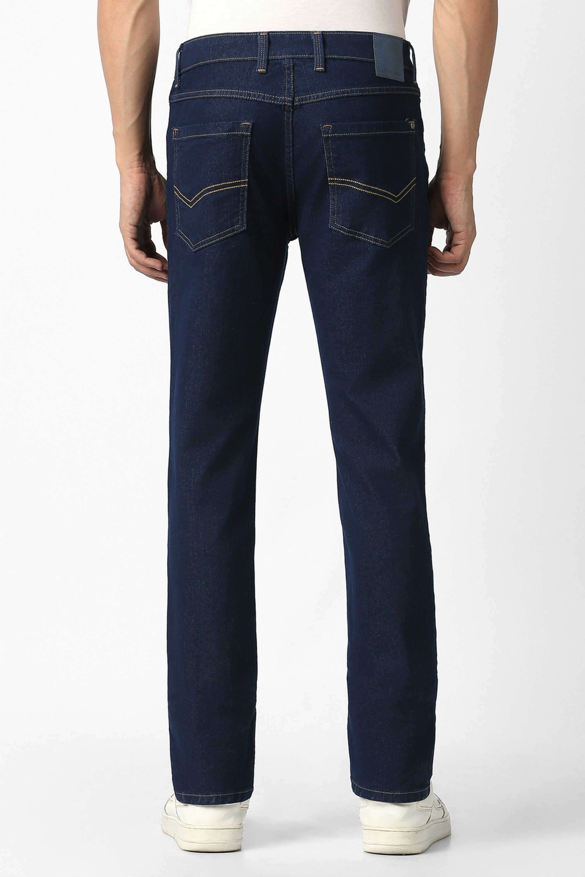 Light-Wash-Poly-Cotton-Regular-Fit-Men-Jeans