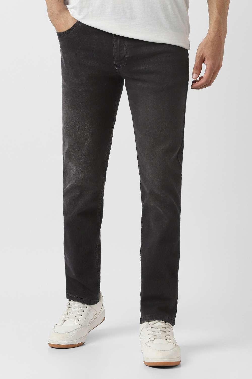 Dark-Wash-Polyester-Regular-Fit-Men-s-Jeans