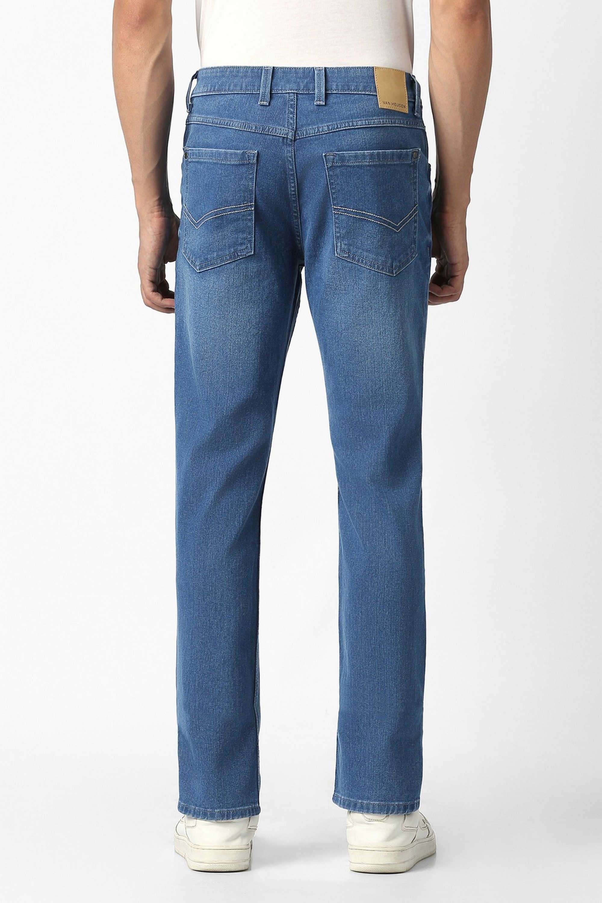 Light-Wash-Poly-Cotton-Regular-Fit-Men-Jeans