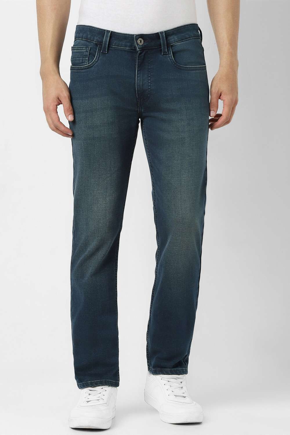 Light-Wash-Polyester-Regular-Fit-Men-s-Jeans