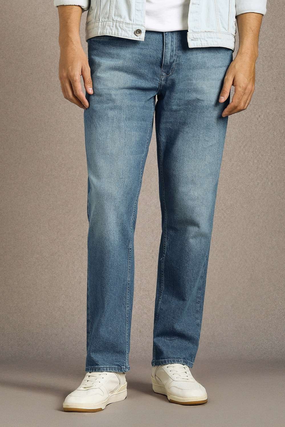 Light-Wash-Cotton-Blend-Bootcut-Fit-Men-s-Jeans