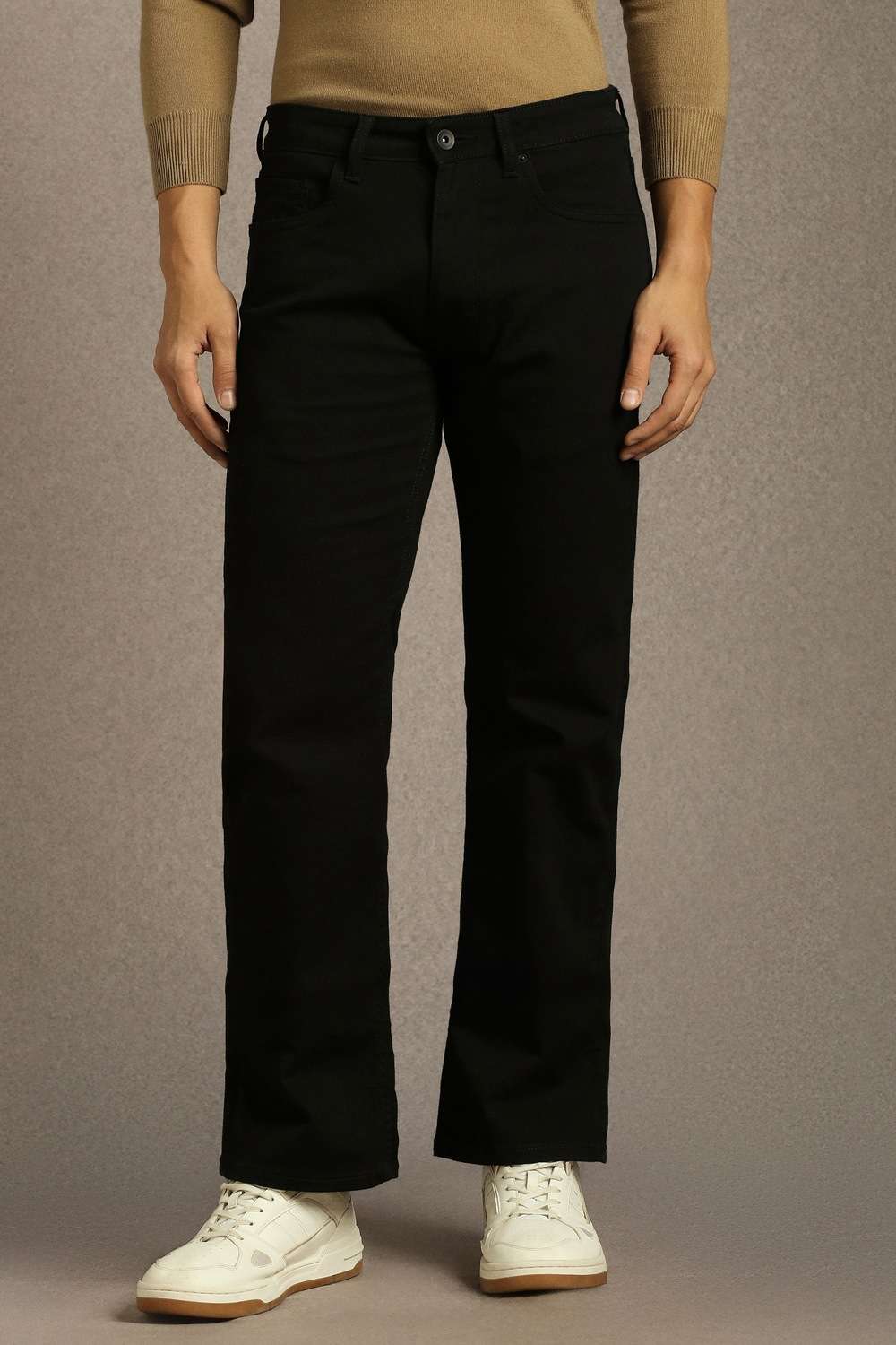 Solid-Cotton-Blend-Bootcut-Fit-Men-s-Jeans