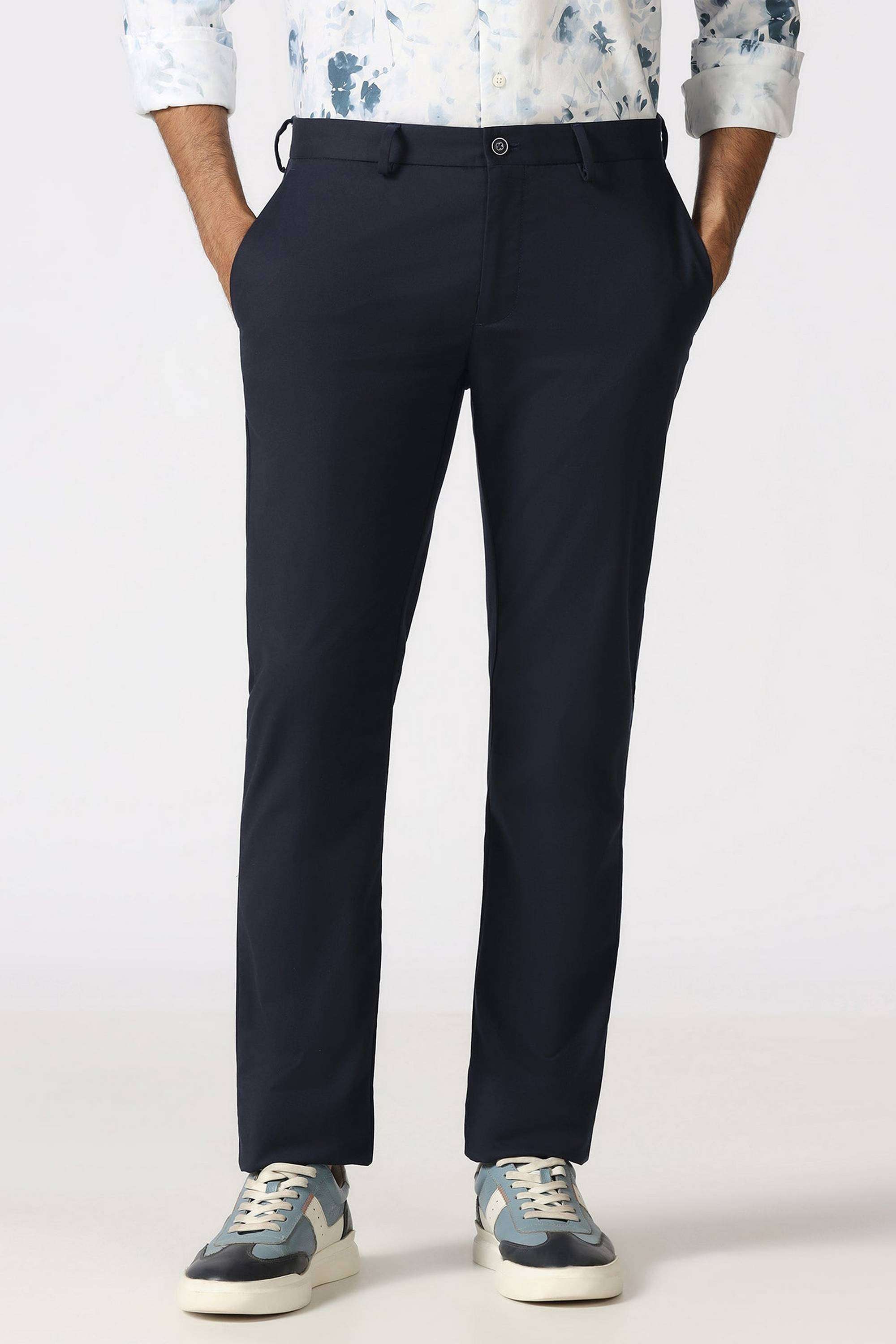 Solid-Cotton-Blend-Slim-Fit-Men-s-Trousers