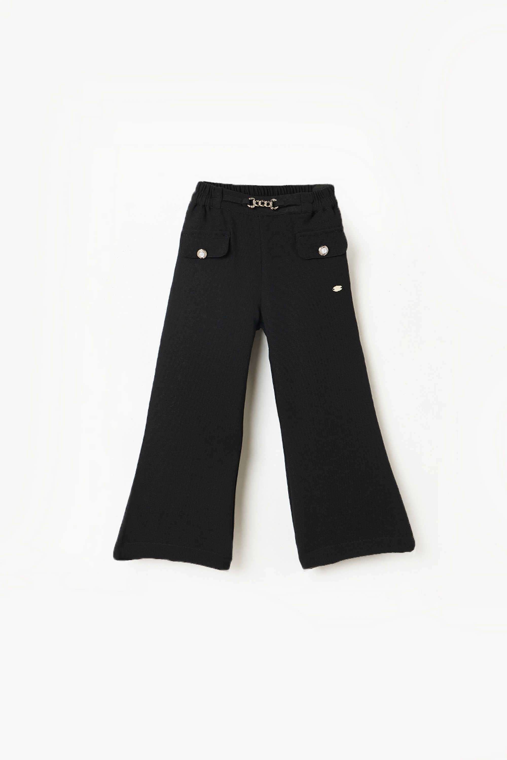 Solid-Cotton-Regular-Fit-Girl-s-Trousers