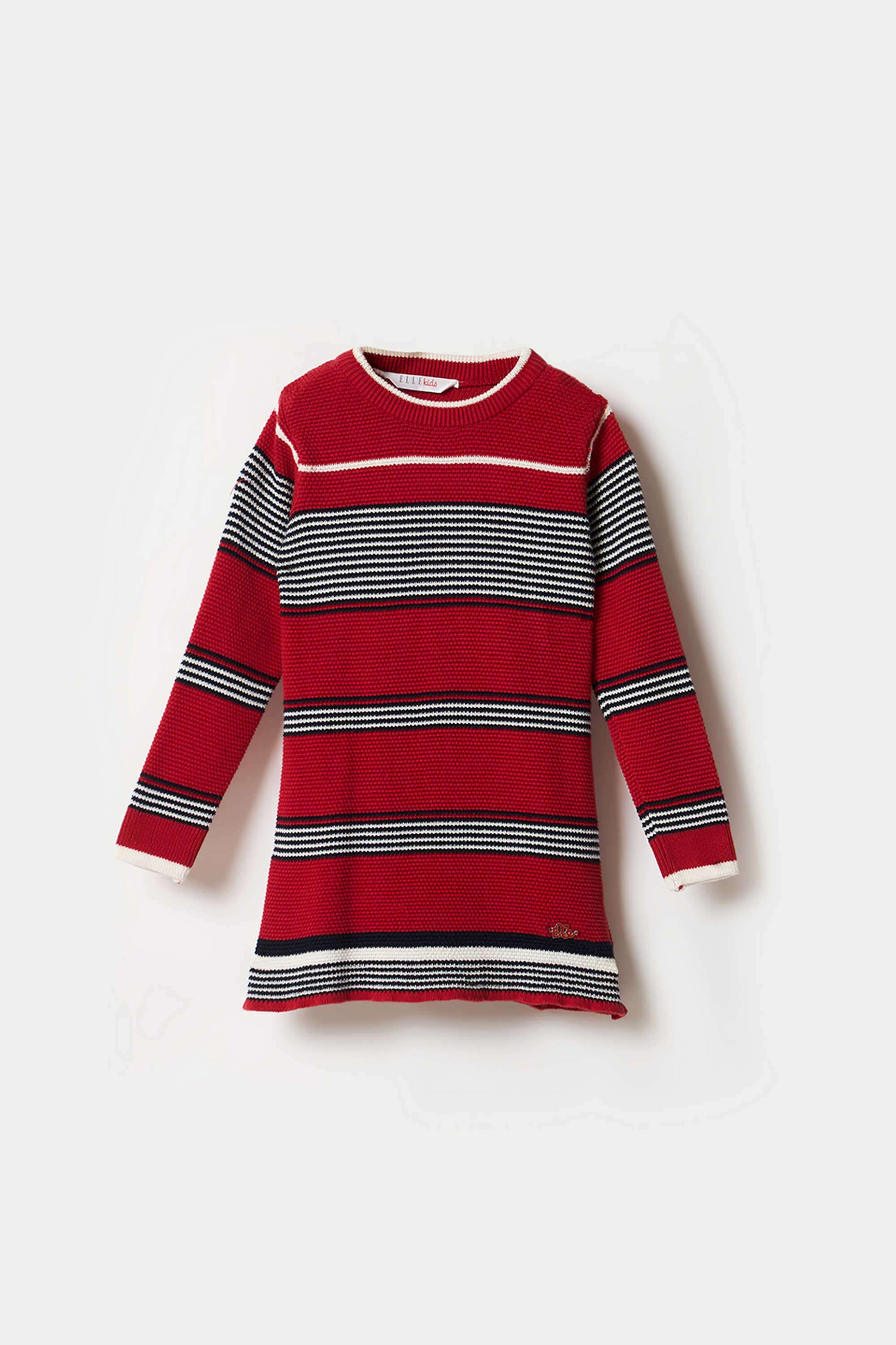 Stripes-Cotton-Round-Neck-Girl-s-Casual-Wear-Dress