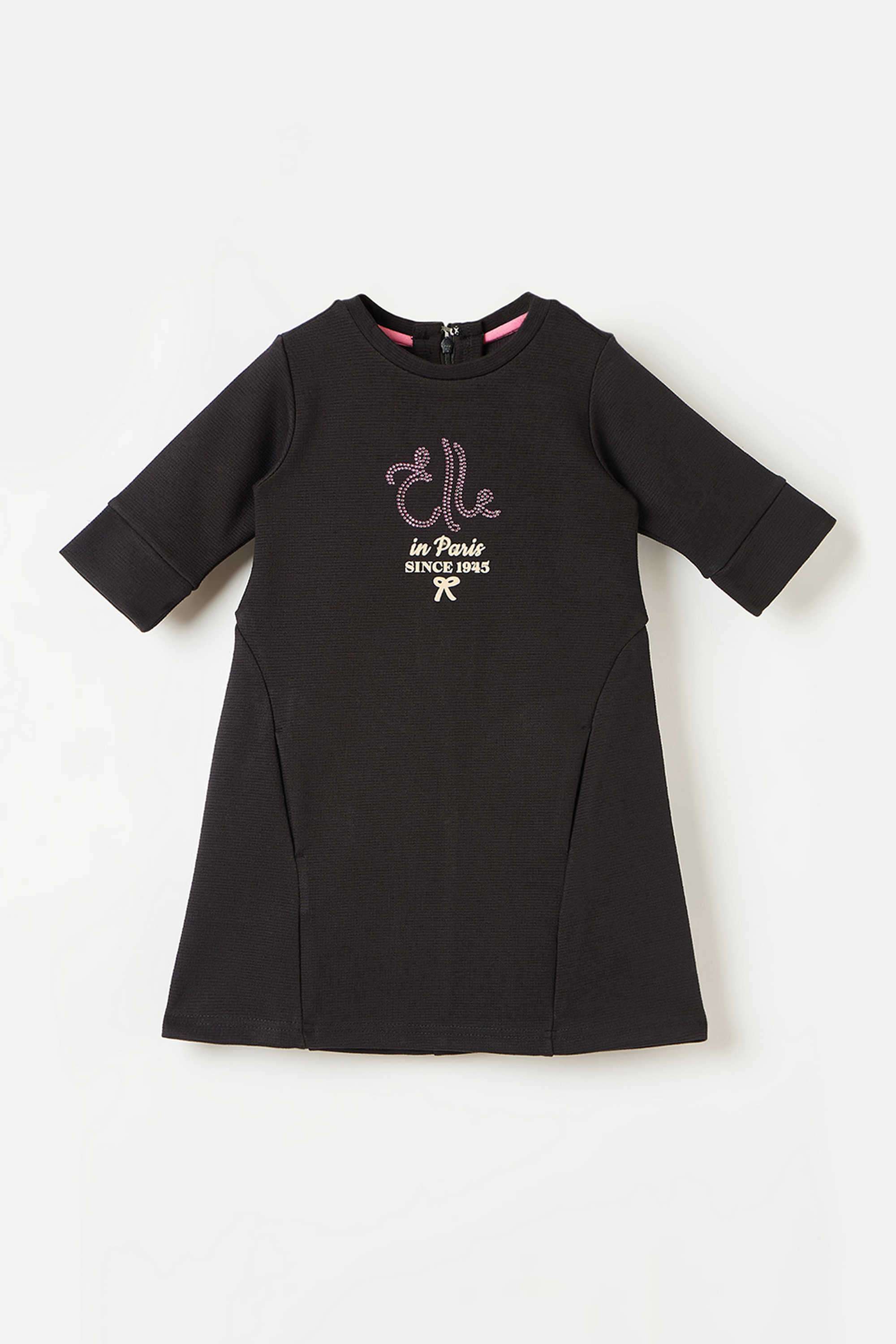 Graphic-Print-Polyester-Round-Neck-Girl-s-Casual-Wear-Dress