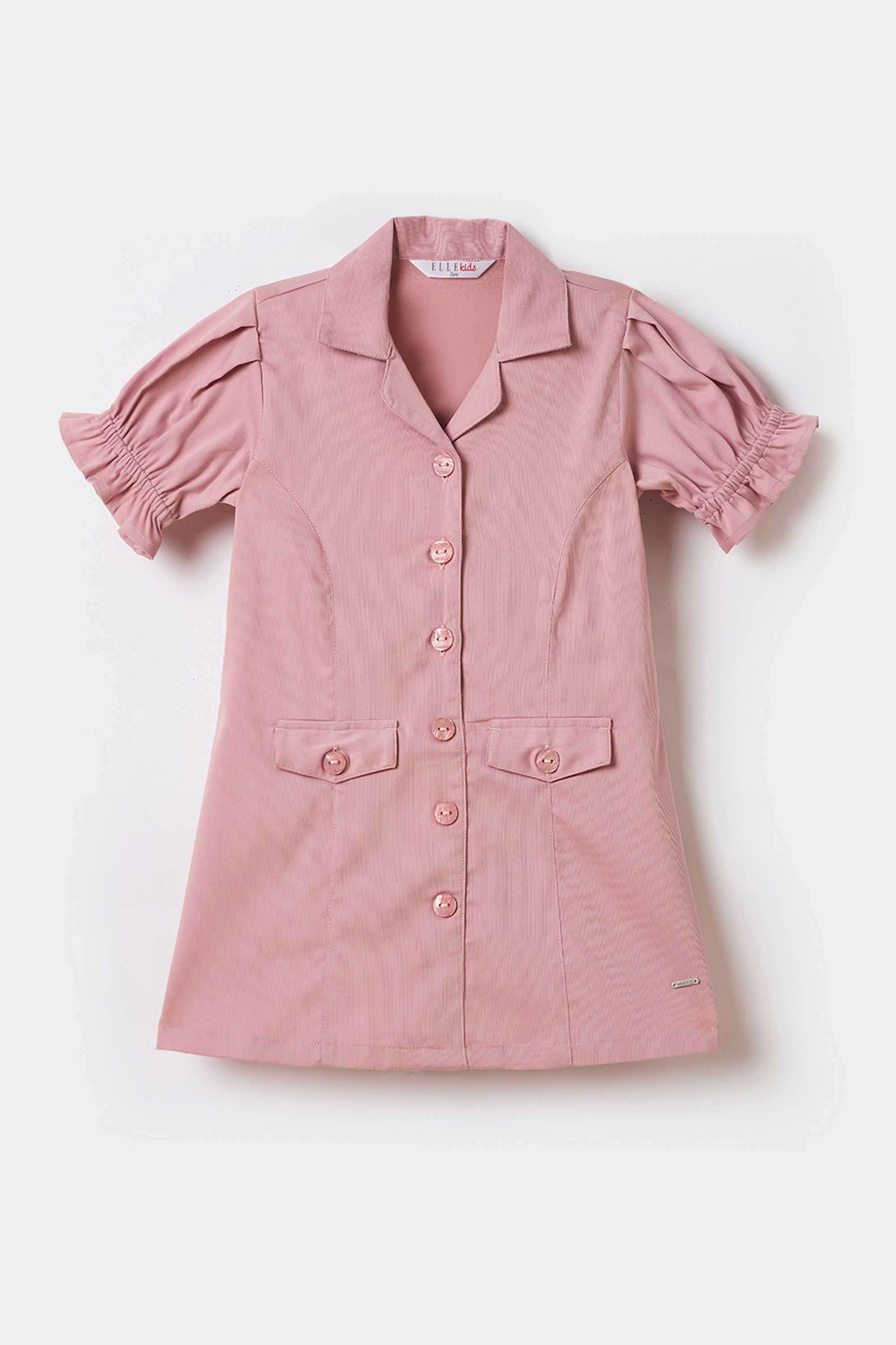 Solid-Cotton-Collared-Girl-s-Casual-Wear-Dress