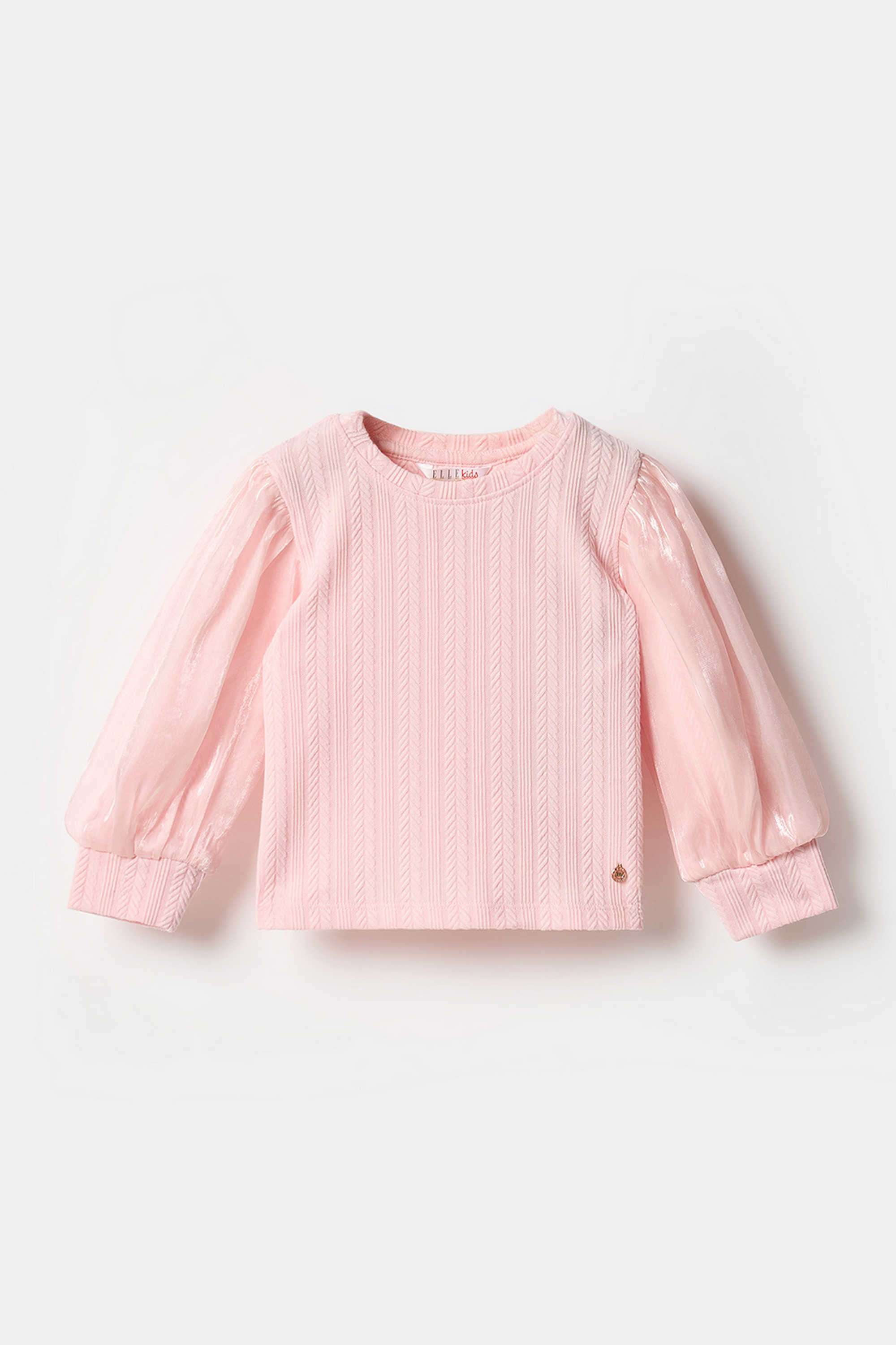 Knitted-Polyester-Collared-Girl-s-Top
