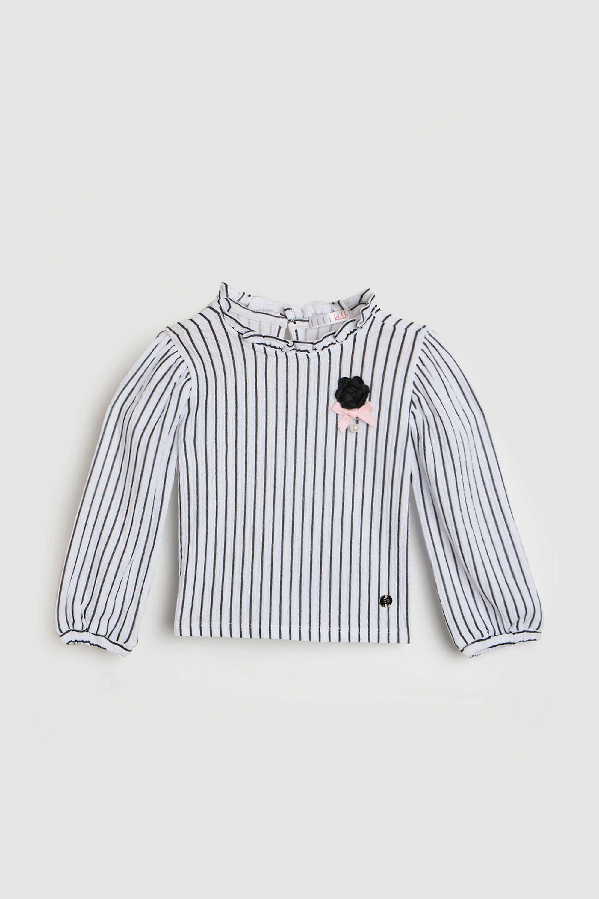 Stripes-Polyester-Round-Neck-Girl-s-Top