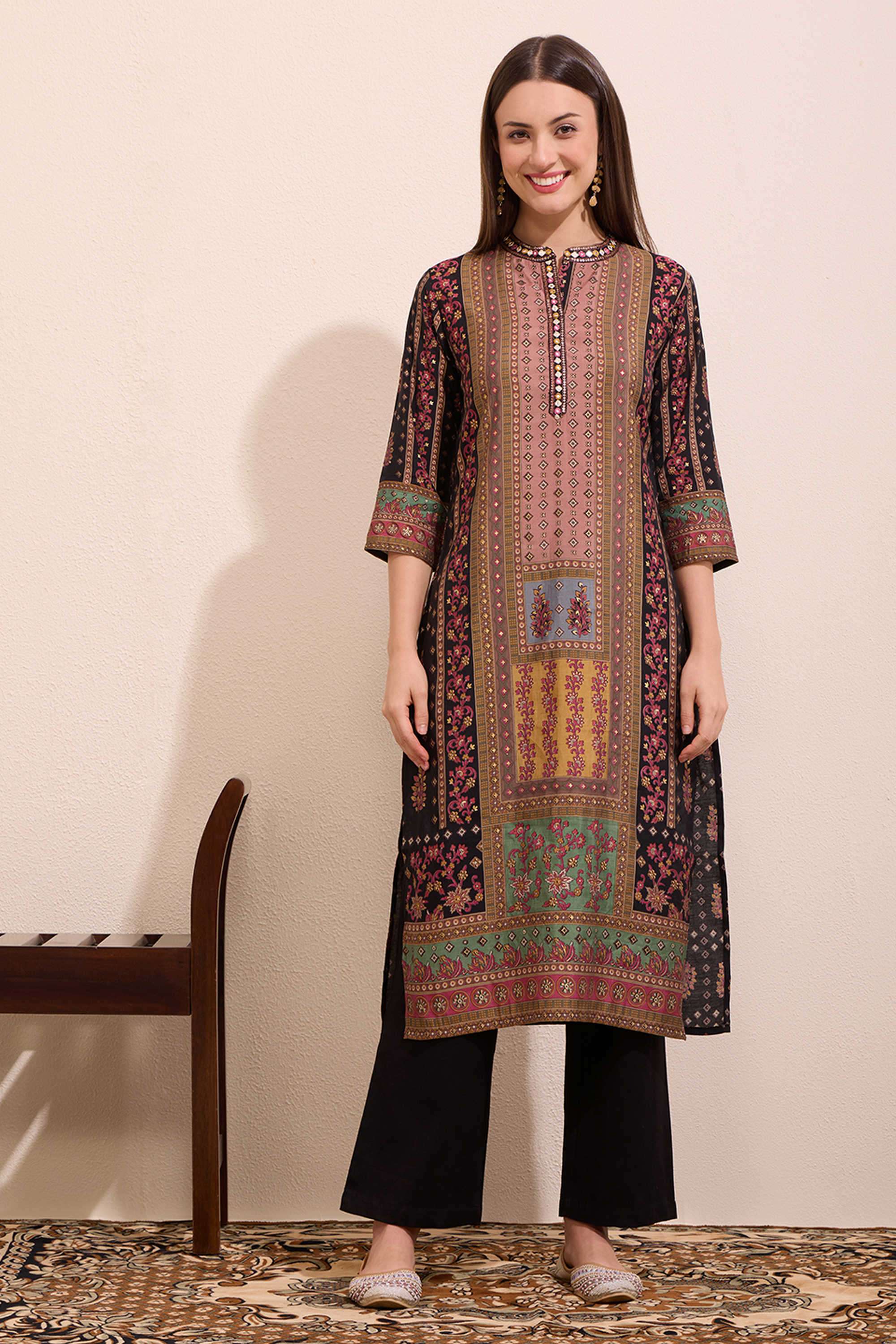 Printed-Blended-Fabric-Women-s-Casual-Wear-Kurta