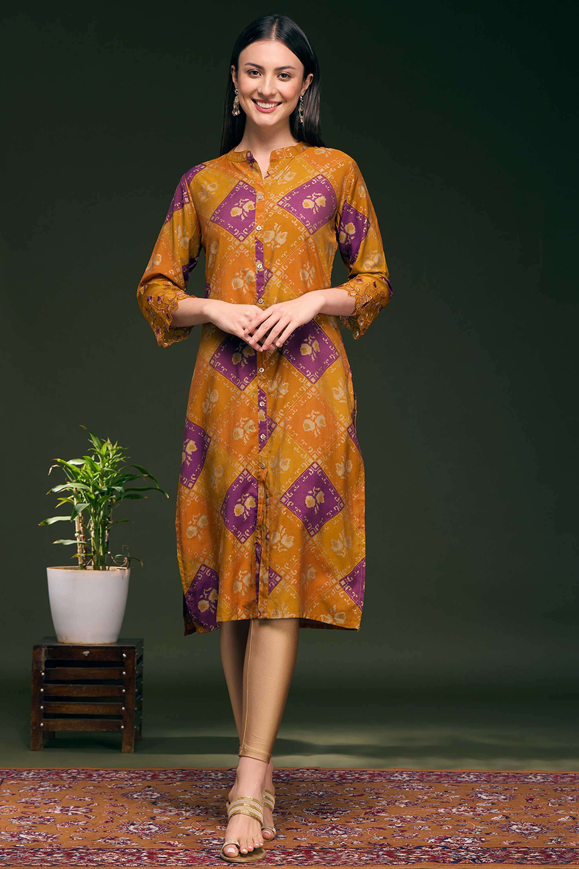Printed-Blended-Fabric-Women-s-Casual-Wear-Kurta
