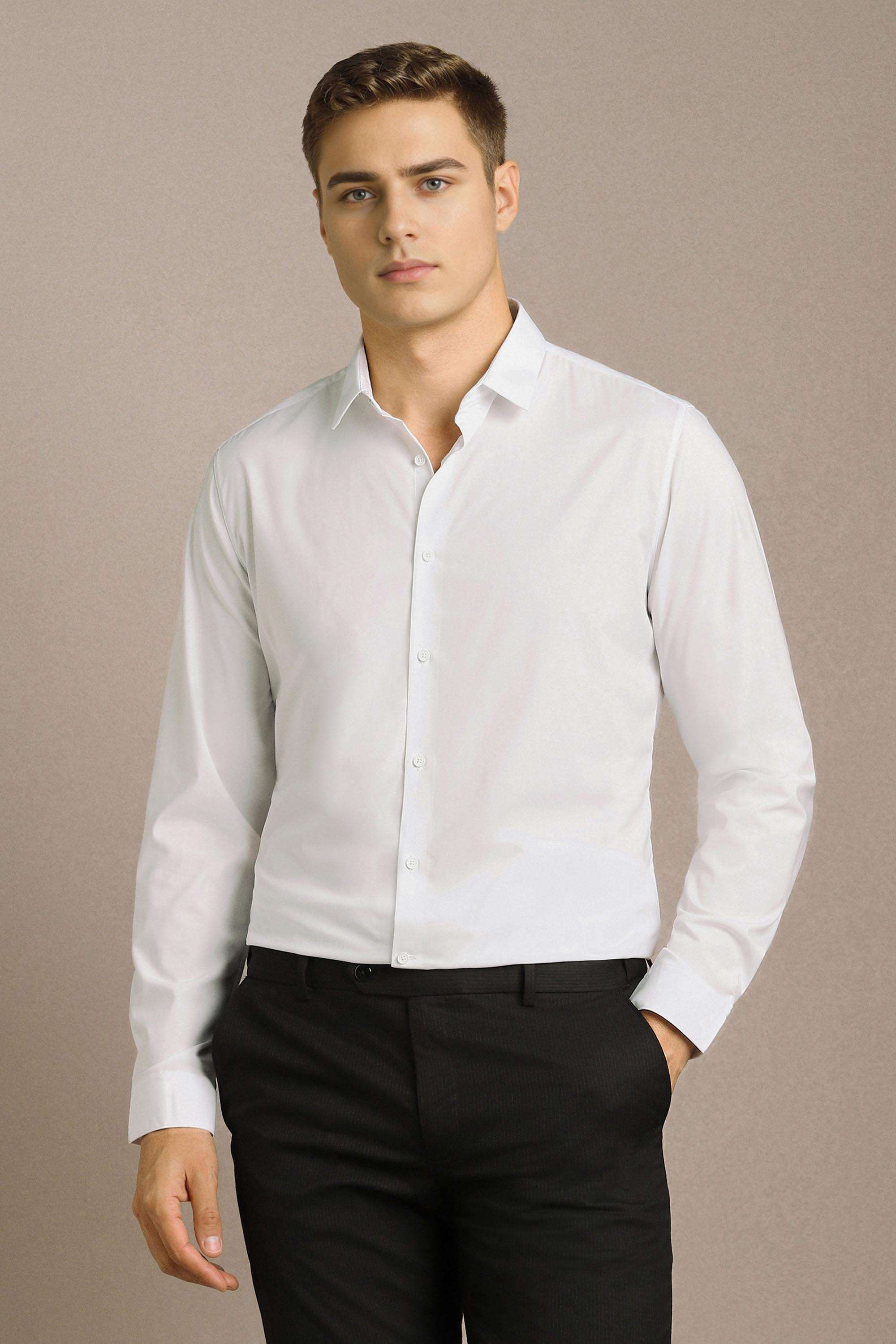 Solid-Blended-Fabric-Slim-Fit-Men-Formal-Shirt